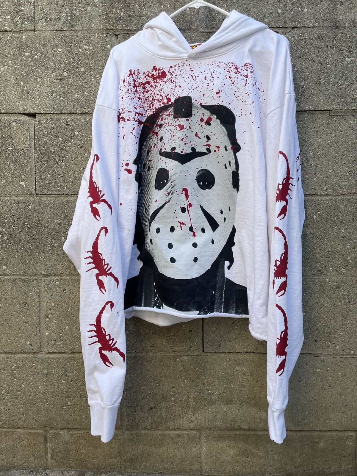 Image of Fashion Rebels Westside Gunn Gxfr Hwh 10 Jason Mask Hoodie in White, Men's (Size XL)