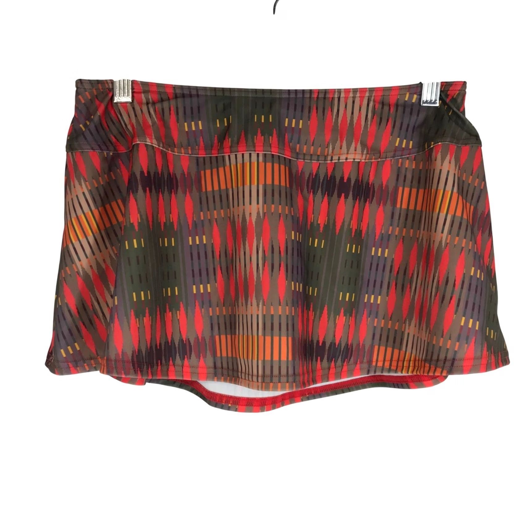 Prana prAna Women Swim Skirt Bottom Geometric Ikat Print Orange Multicolor Athletic Quick Dry Lined Elastic Waist Size 28" / US 6 / IT 42 - 2 Thumbnail