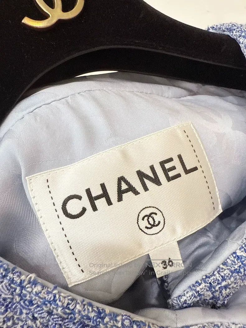 Chanel Chanel 24P new women's blue tweed lantern print short-slee Size XS / US 0-2 / IT 36-38 - 5 Thumbnail