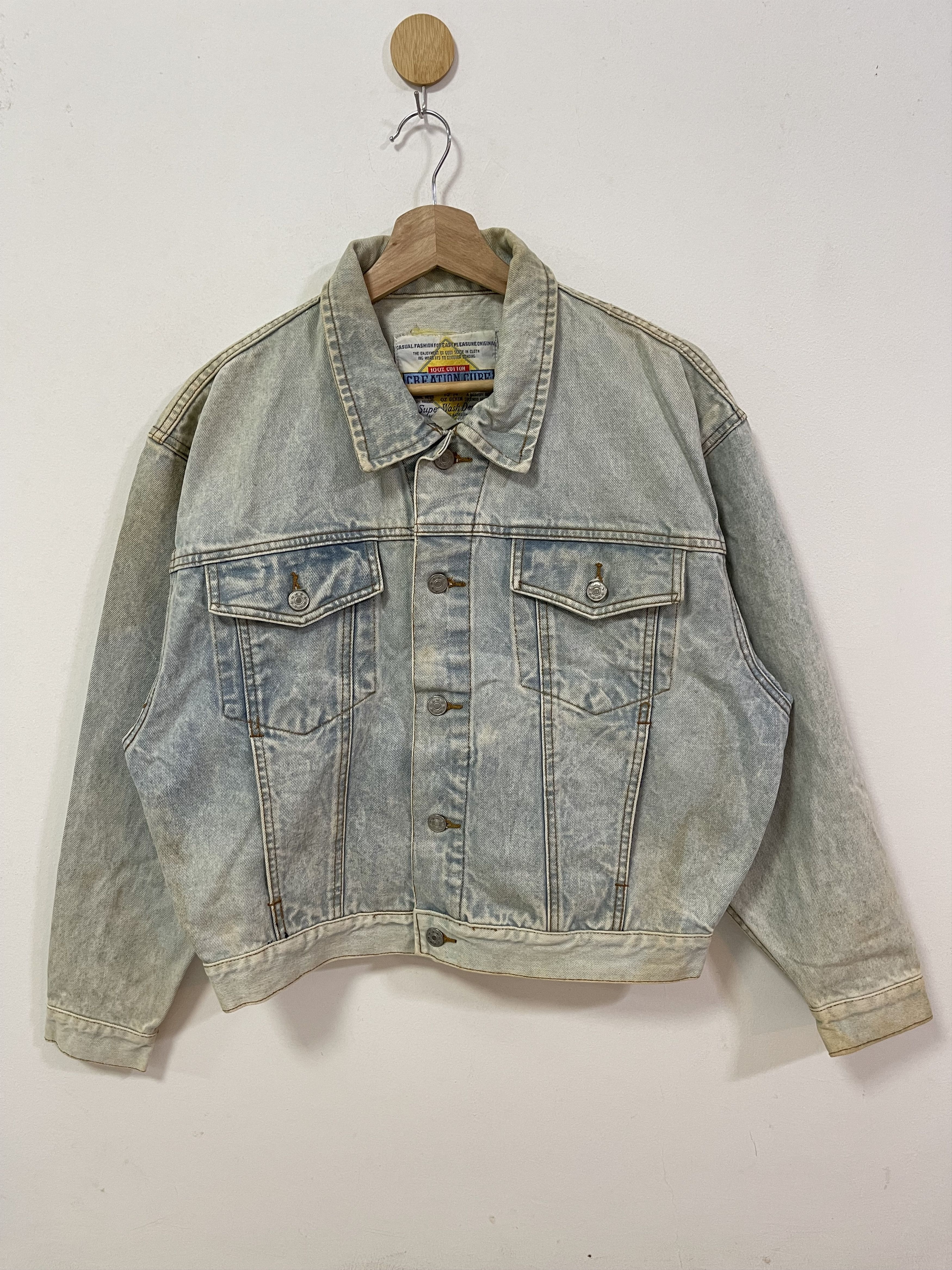 Japanese Brand Distressed Japan Design Super Wash Denim Jacket Size US S / EU 44-46 / 1 - 1 Thumbnail