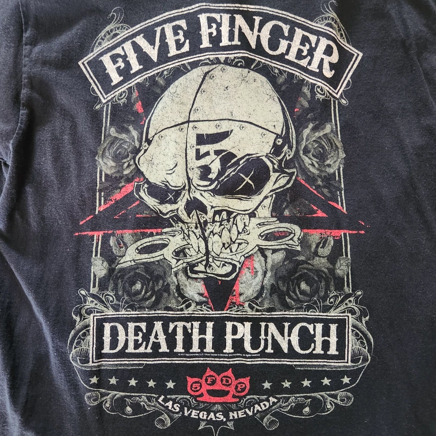 Gildan Five Finger Death Punch T Shirt Tee Mens Large Skull Las Vegas Black Gildan Heavy Cotton Graphic Tee Short Sleeve Crew Neck Mens Regular Fit Size US L / EU 52-54 / 3 - 2 Thumbnail