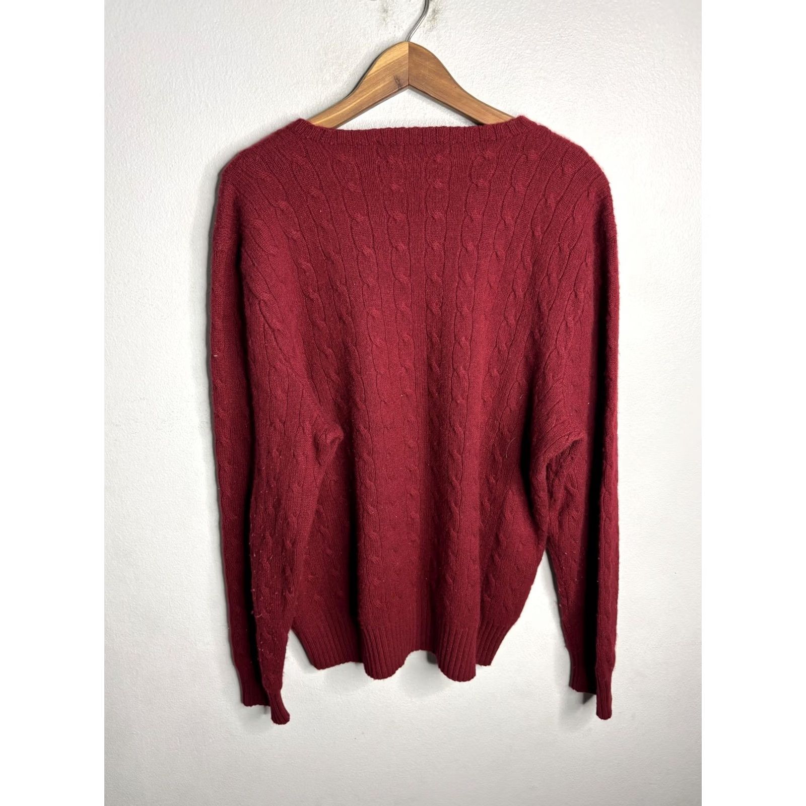 Polo Ralph Lauren Polo Ralph Lauren Sweater Mens 2XL Red Cashmere Cable Knit Crewneck Pullover Size US XXL / EU 58 / 5 - 4 Thumbnail