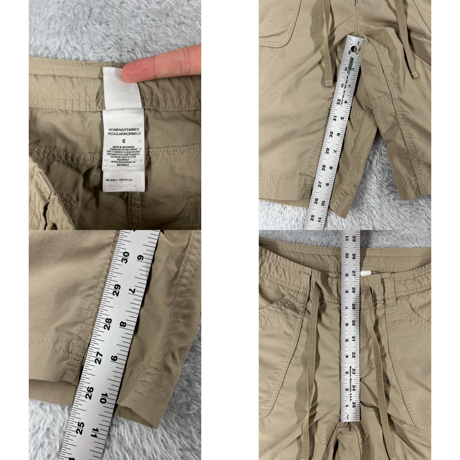 The North Face The North Face Shorts Women 6 Beige 100% Nylon Drawstring Hiking Camping 28x10 Size 28" / US 6 / IT 42 - 8 Thumbnail
