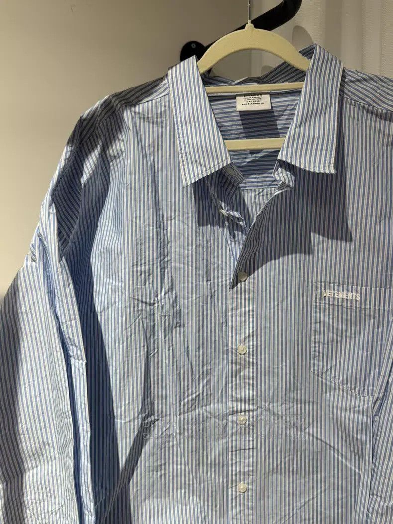Vetements VETEMENTS Navy and White Striped Shirt Size US M / EU 48-50 / 2 - 2 Thumbnail