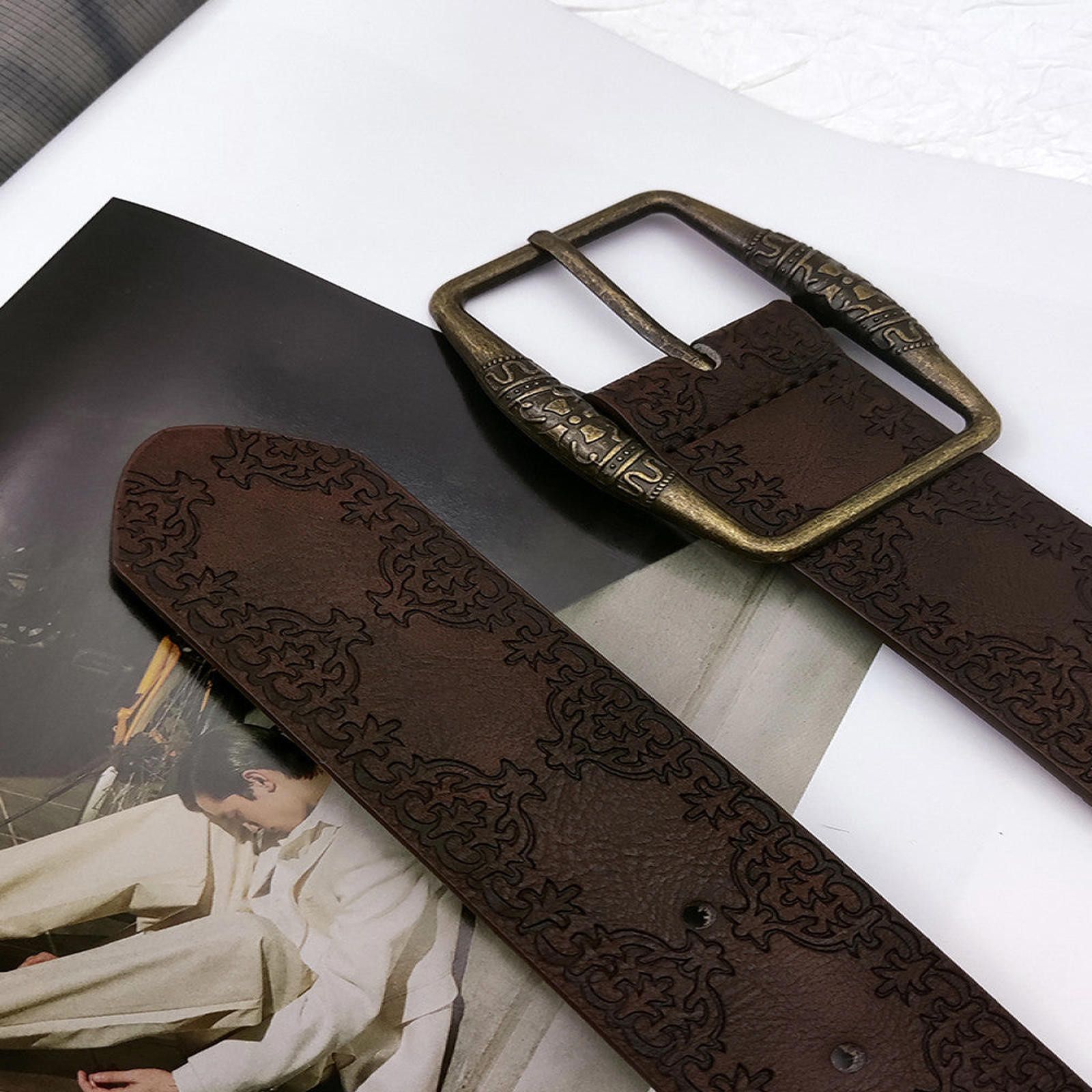 Other Brown Leather Belt with Vintage Buckle Size ONE SIZE - 4 Thumbnail