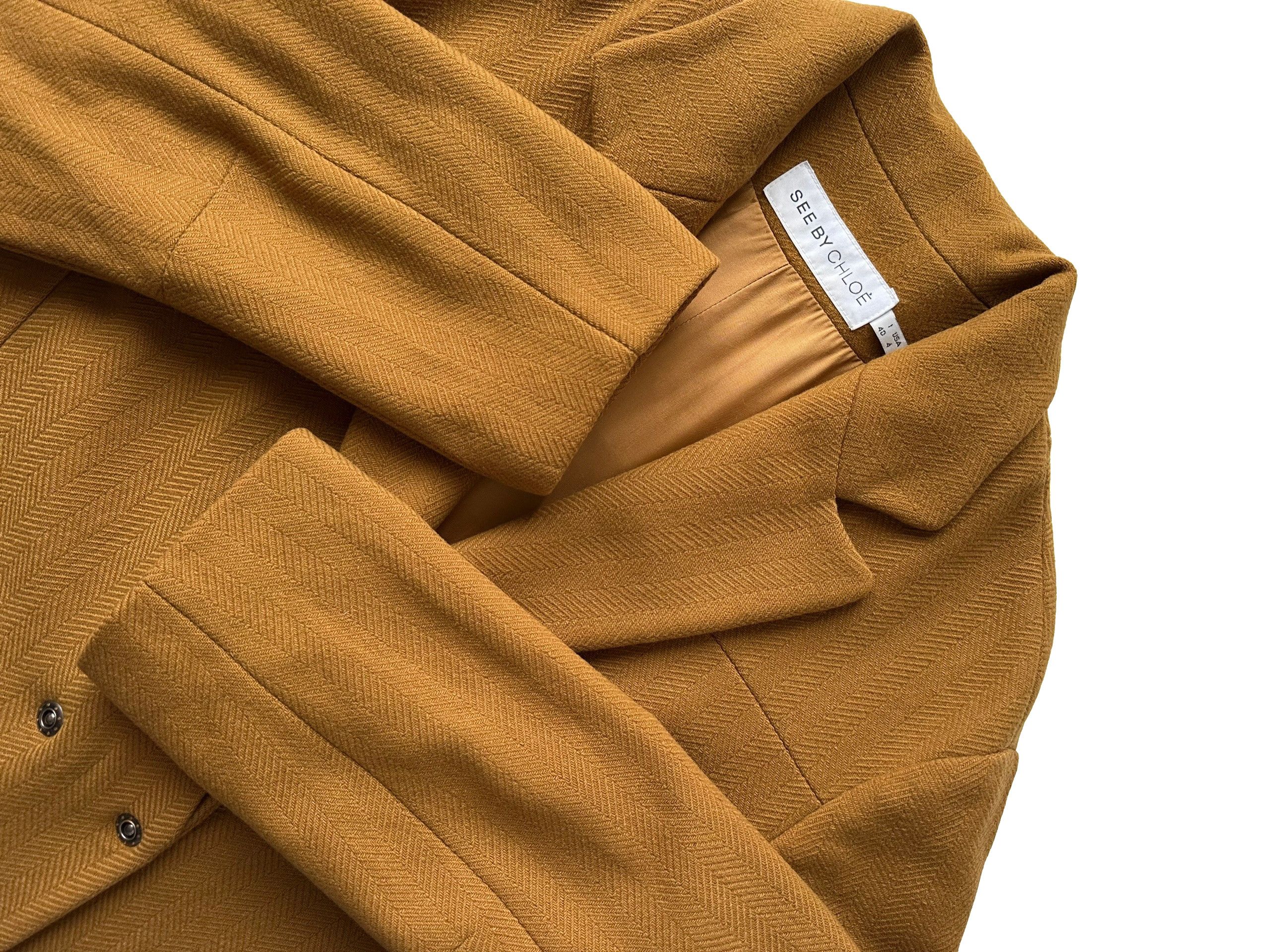 See by Chloe SEE BY CHLOE mustard wool tweed oversized coat Size XS / US 0-2 / IT 36-38 - 6 Thumbnail