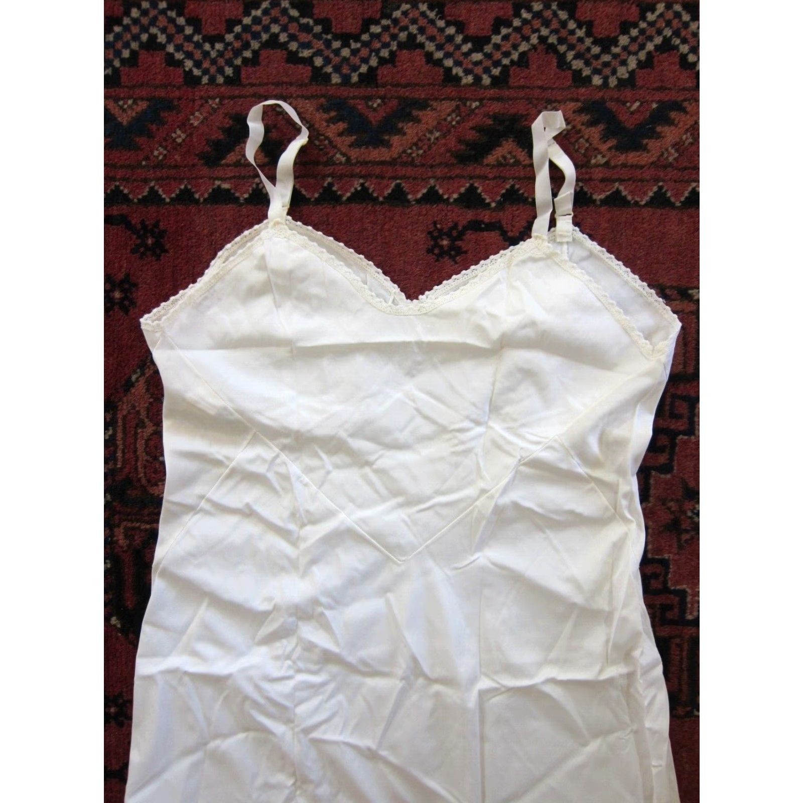 Vintage Vintage Glori Form Ivory Lace Spaghetti Strap Long Slip Nightgown Dress Large Size L / US 10 / IT 46 - 6 Thumbnail