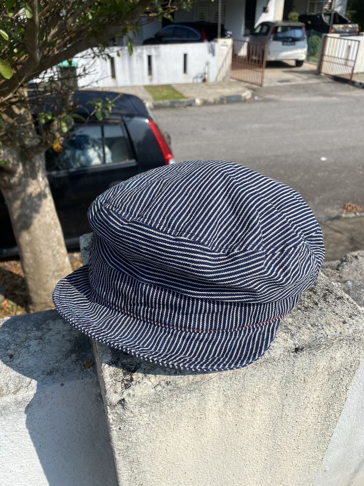 Vtg 45RPM Japan Hickory Stripe Railroad Engineer Indigo Hat
