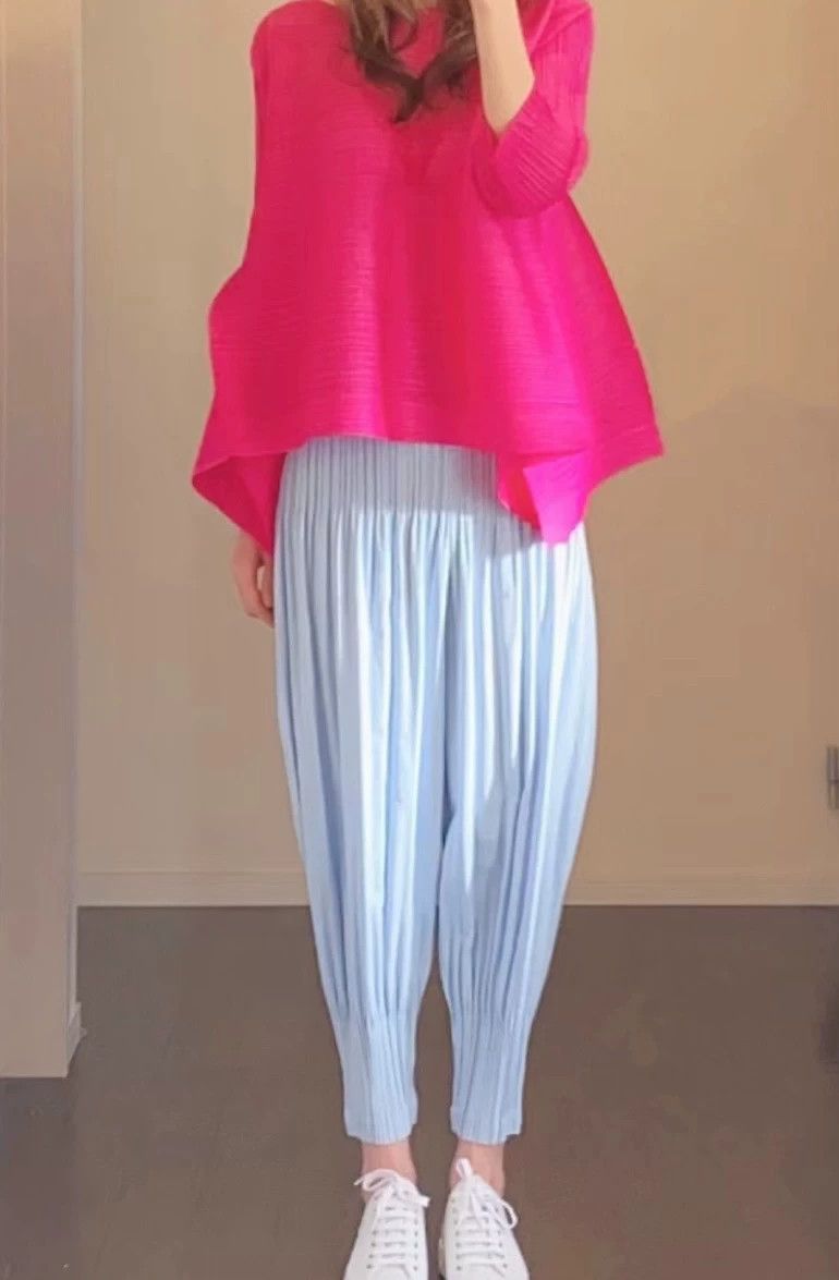Issey Miyake Issey Miyake size:3 Baby blue cream puff trousers Size 22" - 1 Thumbnail