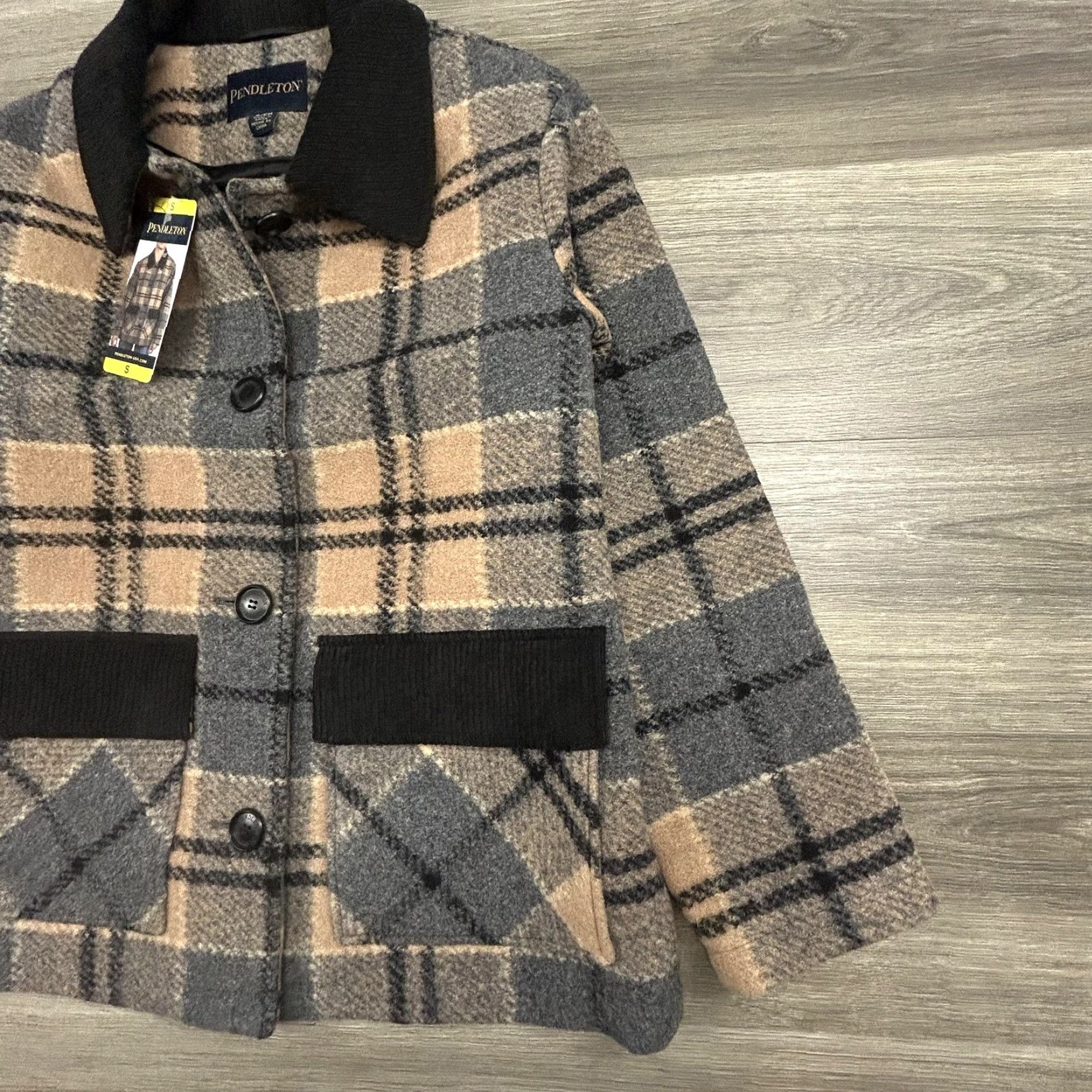 Pendleton VINTAGE Pendleton Jacket Womens Small Beige Plaid Wool Blend Bomber Lined NWT Size S / US 4 / IT 40 - 4 Thumbnail