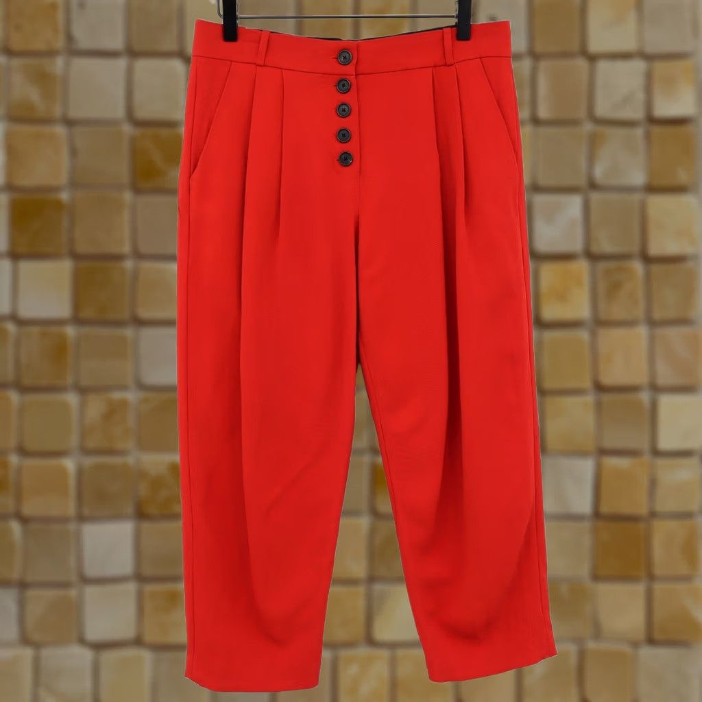 Vintage A.L.C Pants Cropped Cherry Red 4 Button Crepe High Rise Viscose Elastane Women’s Size 4 Size 27" / US 4 / IT 40 - 1 Thumbnail