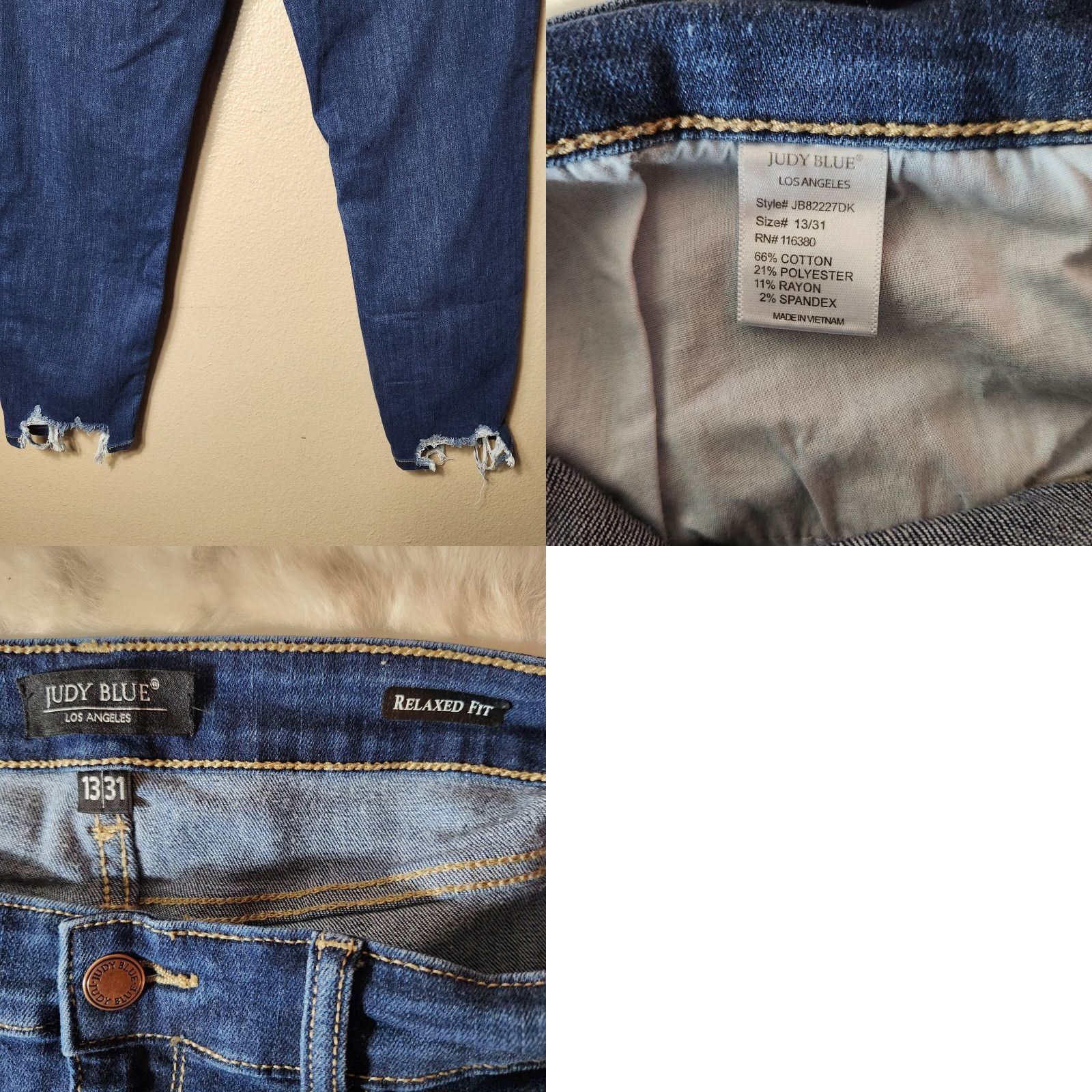 Vintage VINTAGE Judy Blue Huntington Mid Rise Relaxed Fit Dark Wash Chewed Hem Jeans-Size 31 Size 24" / US 00 / IT 34 - 8 Thumbnail