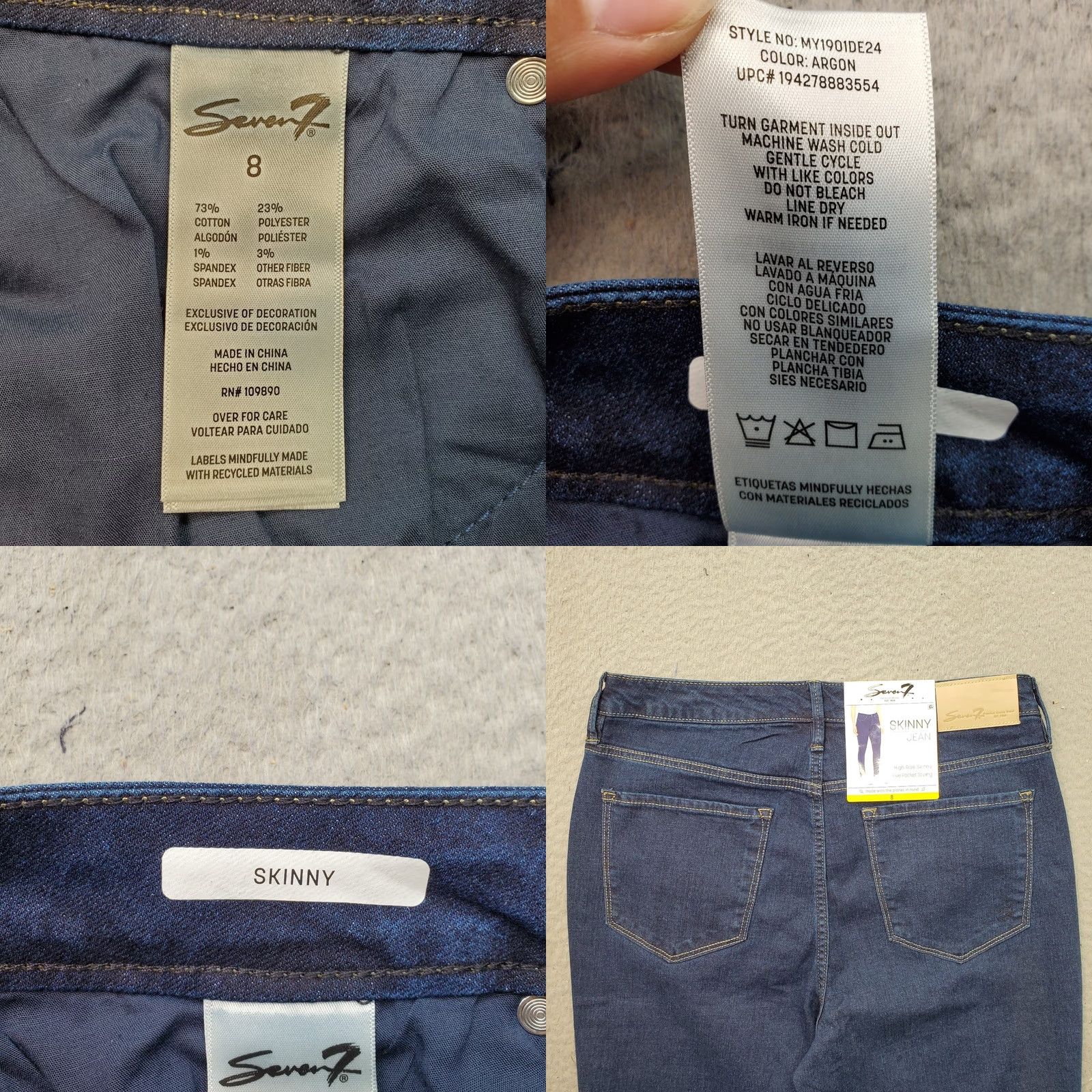 Vintage Seven7 Skinny Jeans Womens 8 Blue Denim Stretch High Rise Medium Wash Jeans Womens 8 Blue Denim Skinny Stretch High Rise Size 30" / US 8 / IT 44 - 8 Thumbnail