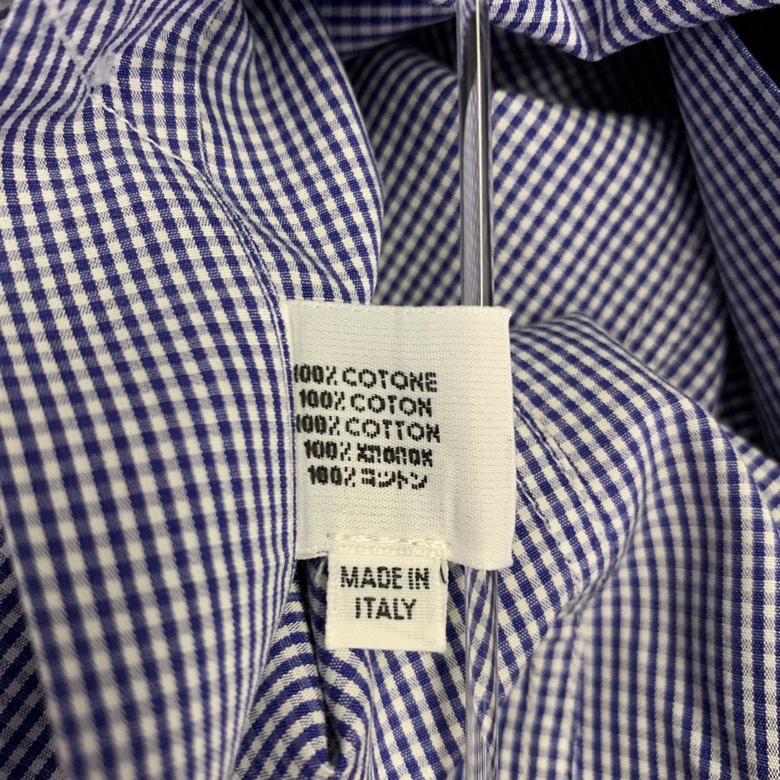 Lanvin LANVIN Size 38 Blue White Gingham Cotton Short Sleeve Shirt Size US S / EU 44-46 / 1 - 6 Thumbnail