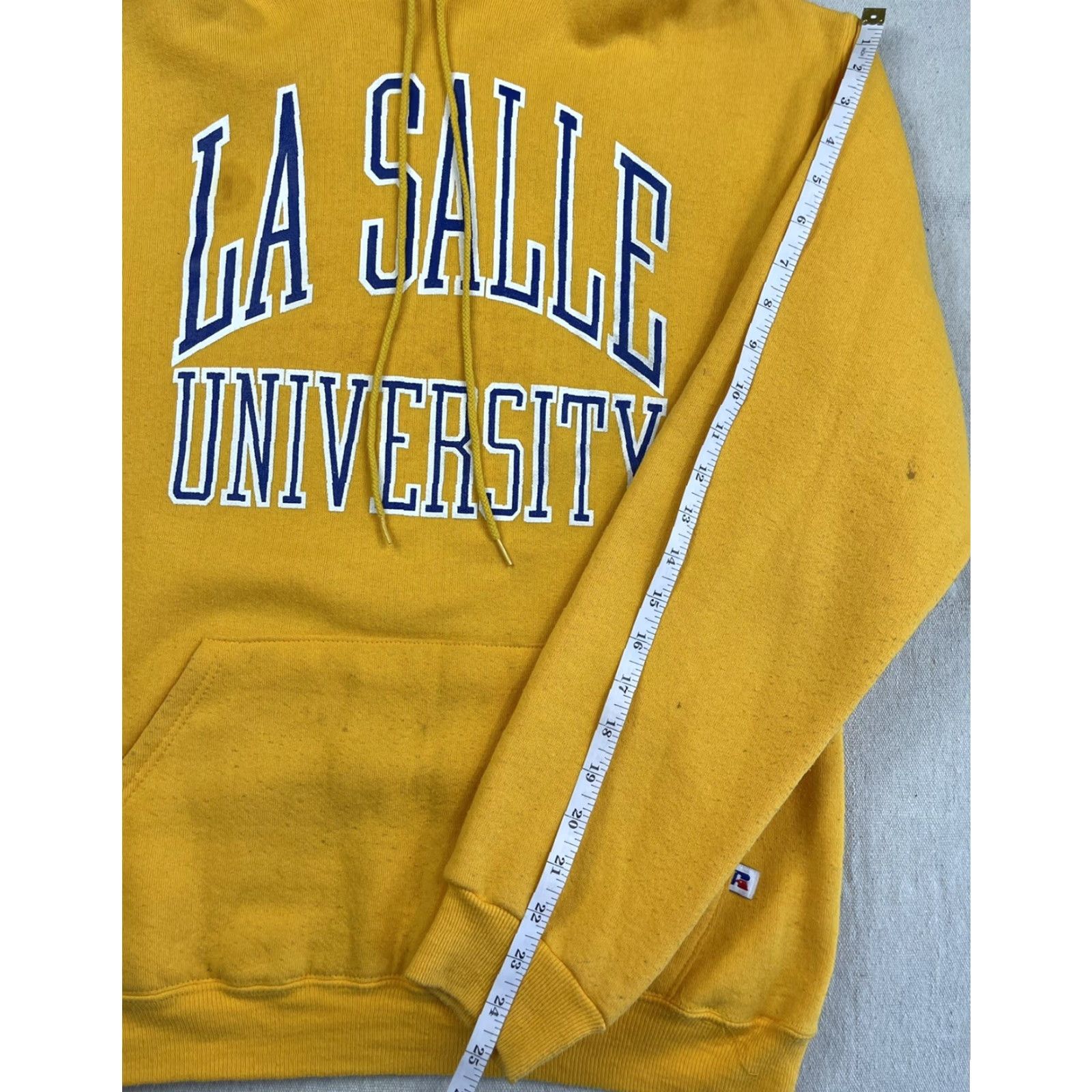 Russell Athletic VINTAGE Russell Athletic Hoodie La Salle University Mens M Yellow 80s Logo Graphic Print Sweatshirt Size US M / EU 48-50 / 2 - 6 Thumbnail