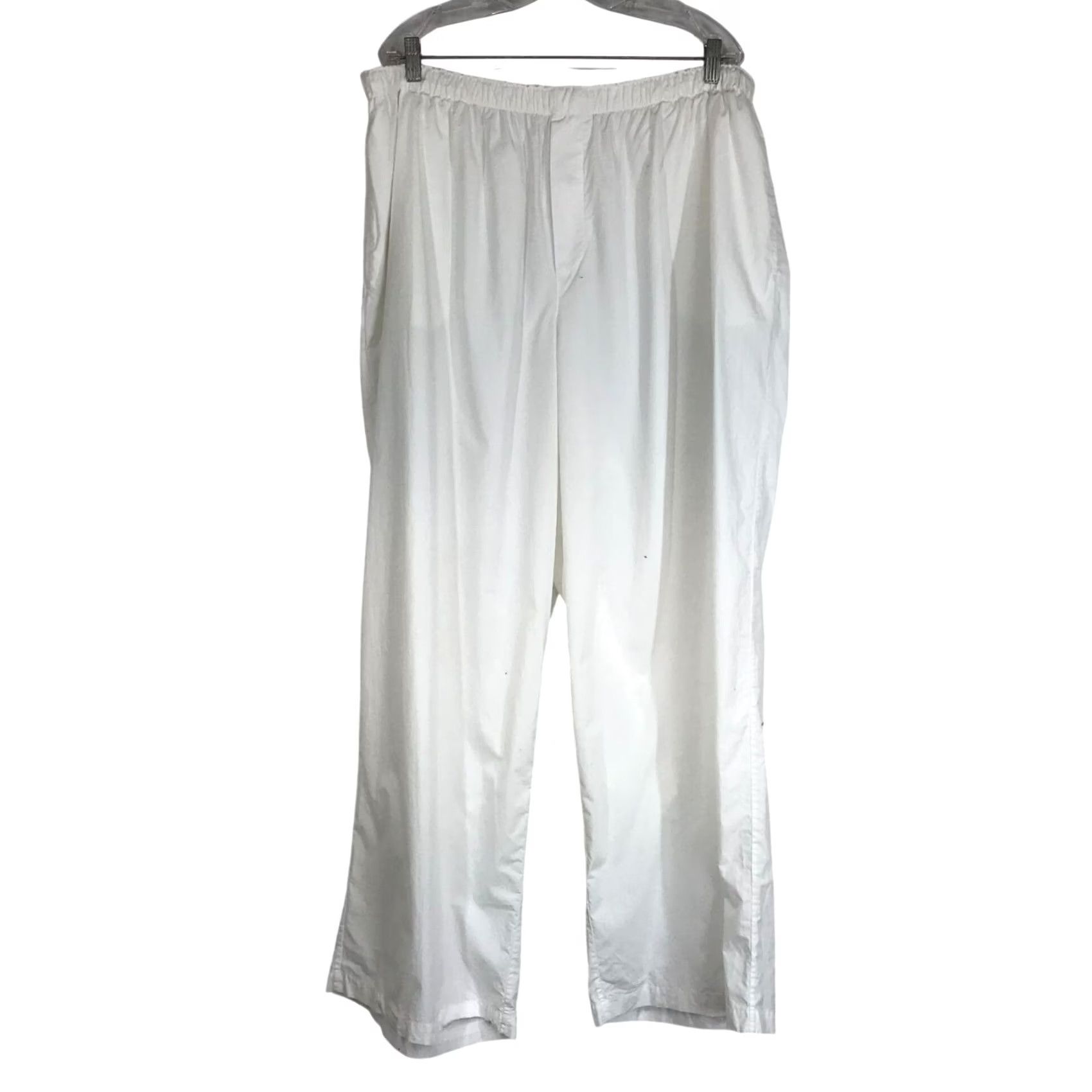 SKIMS SKIMS WOMEN'S Pants 3X White 100% Cotton Elastic Waist Pull-On Lounge PANTS Womens Plus Size 40" / US 18 - 2 Thumbnail