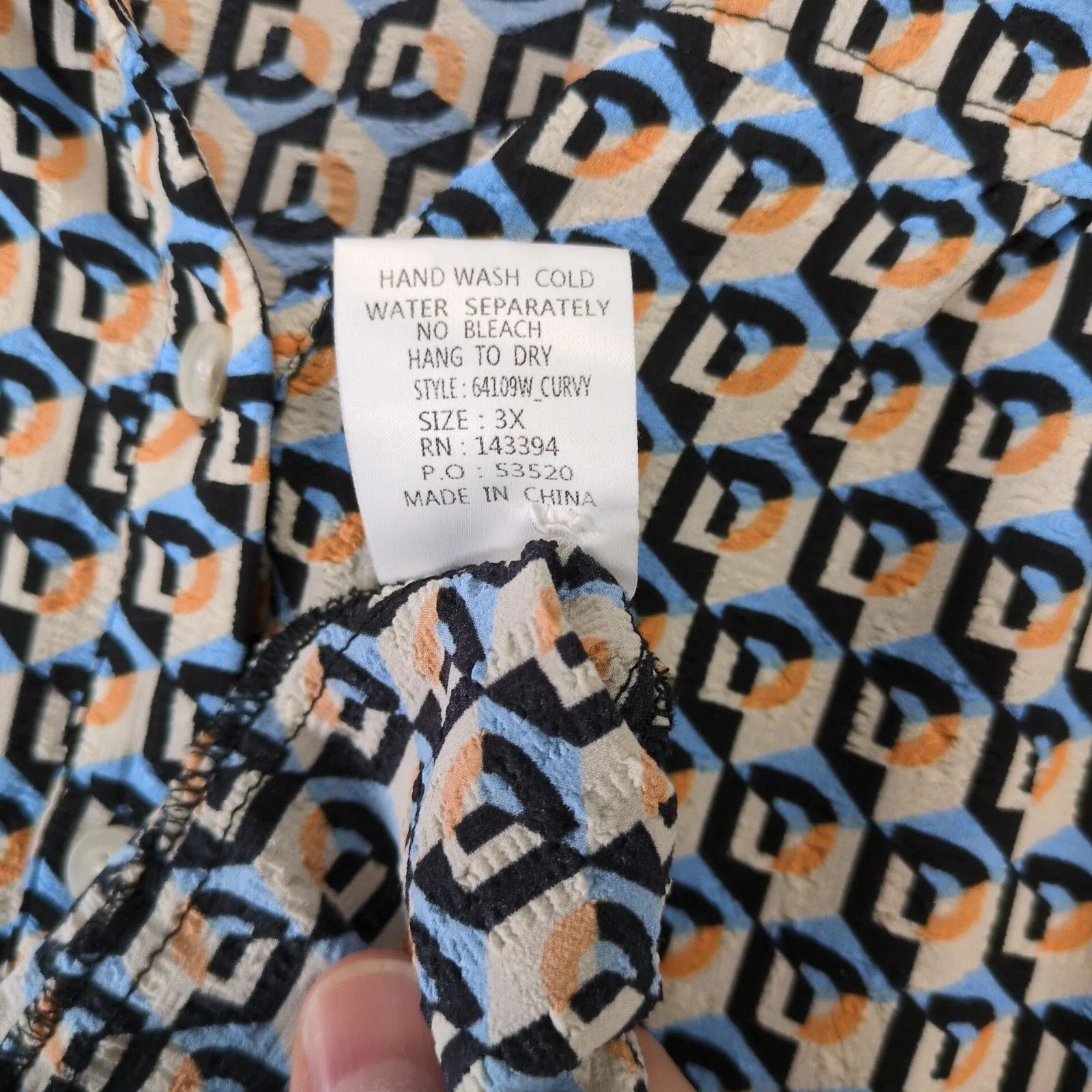 Other Cotton Bleu Geometric Tunic Top Women's Plus Sz 3X Puff Slv Size 3XL / US 20-22 - 7 Thumbnail