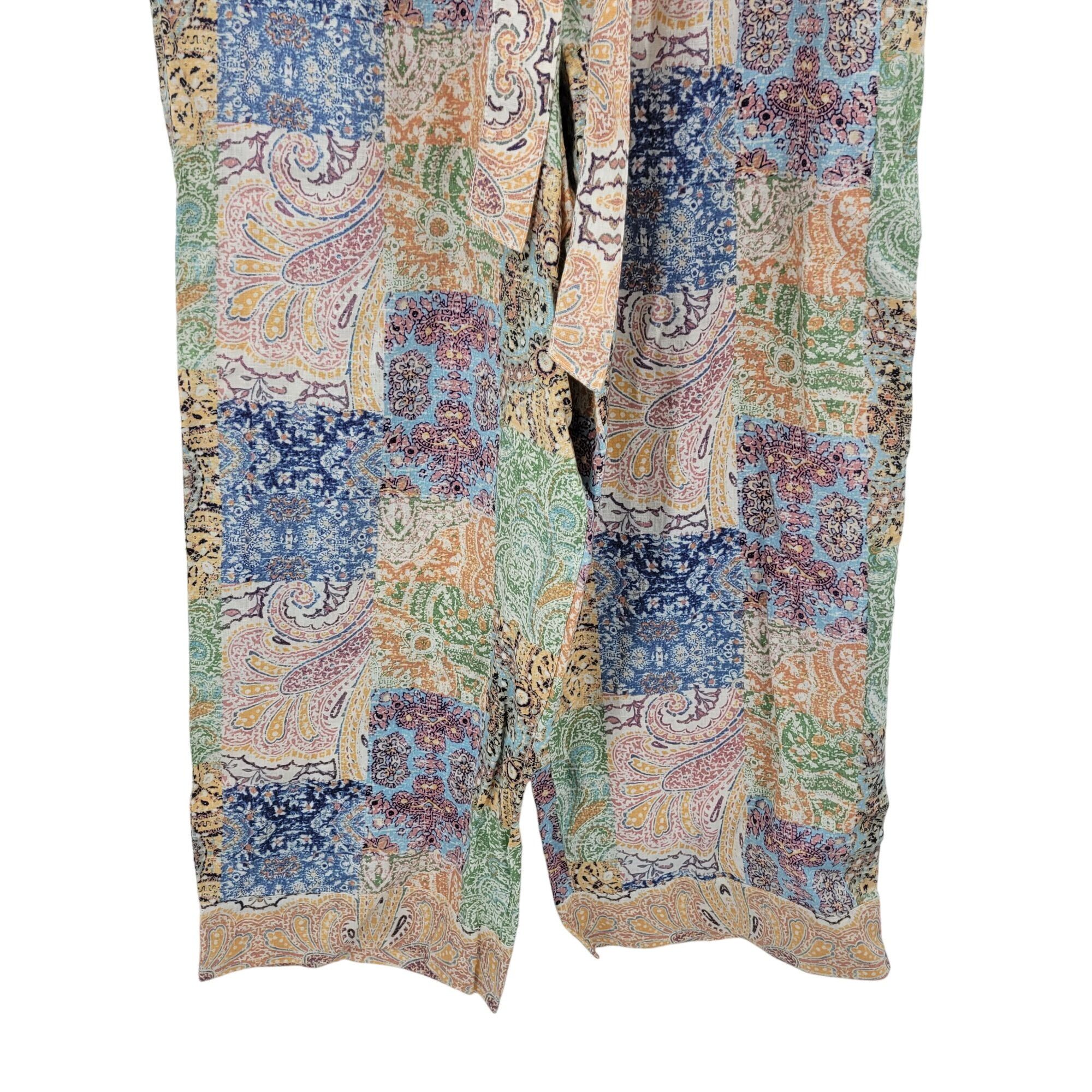 Rachel Zoe Rachel Zoe Womens Linen Multicolor Paisley Patchwork Wide-Le Size 30" / US 8 / IT 44 - 9 Thumbnail