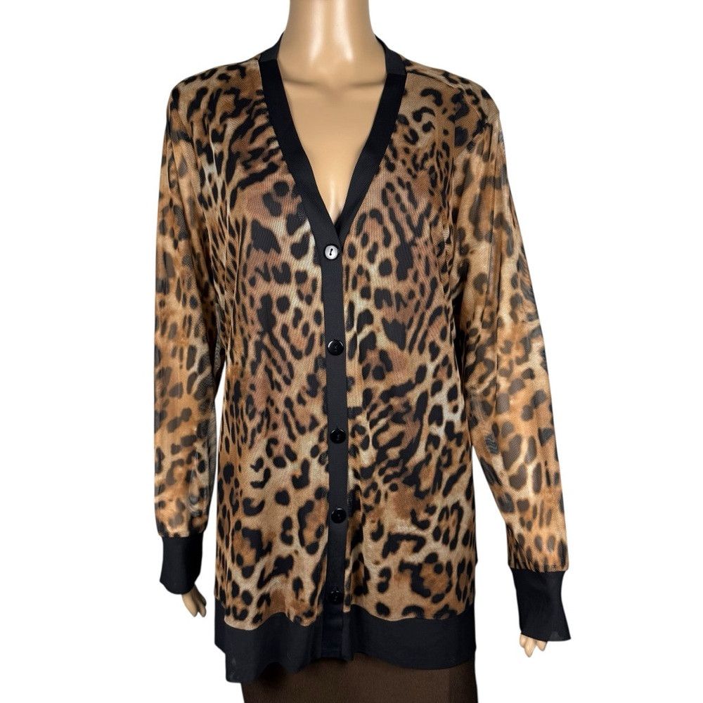 Chicos Chico's Animal Print Mesh Leopard Pattern Cardigan Size 3 U Size XL / US 12-14 / IT 48-50 - 1 Thumbnail