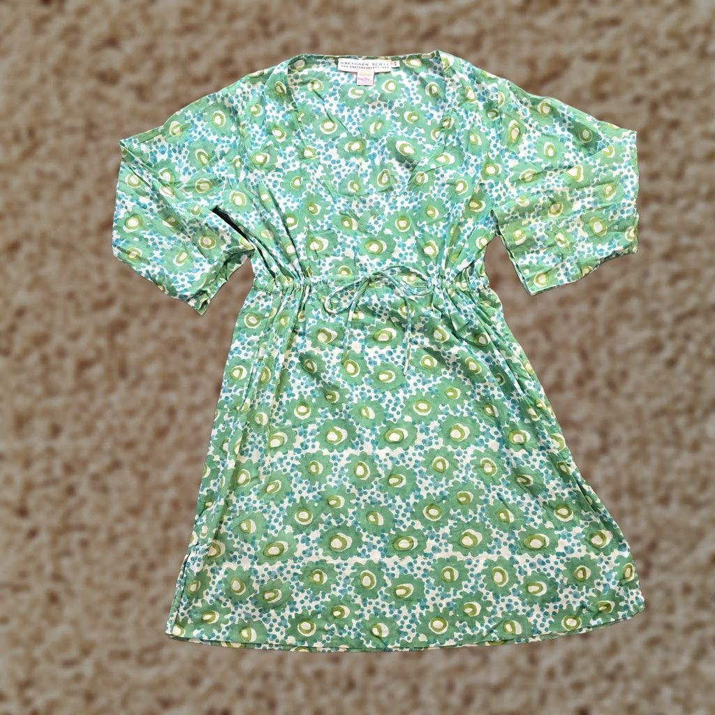 Vintage Gretchen Scott Dress Womens Small Green Floral Long Sleeve Lightweight Casual Dress Size S / US 4 / IT 40 - 1 Thumbnail