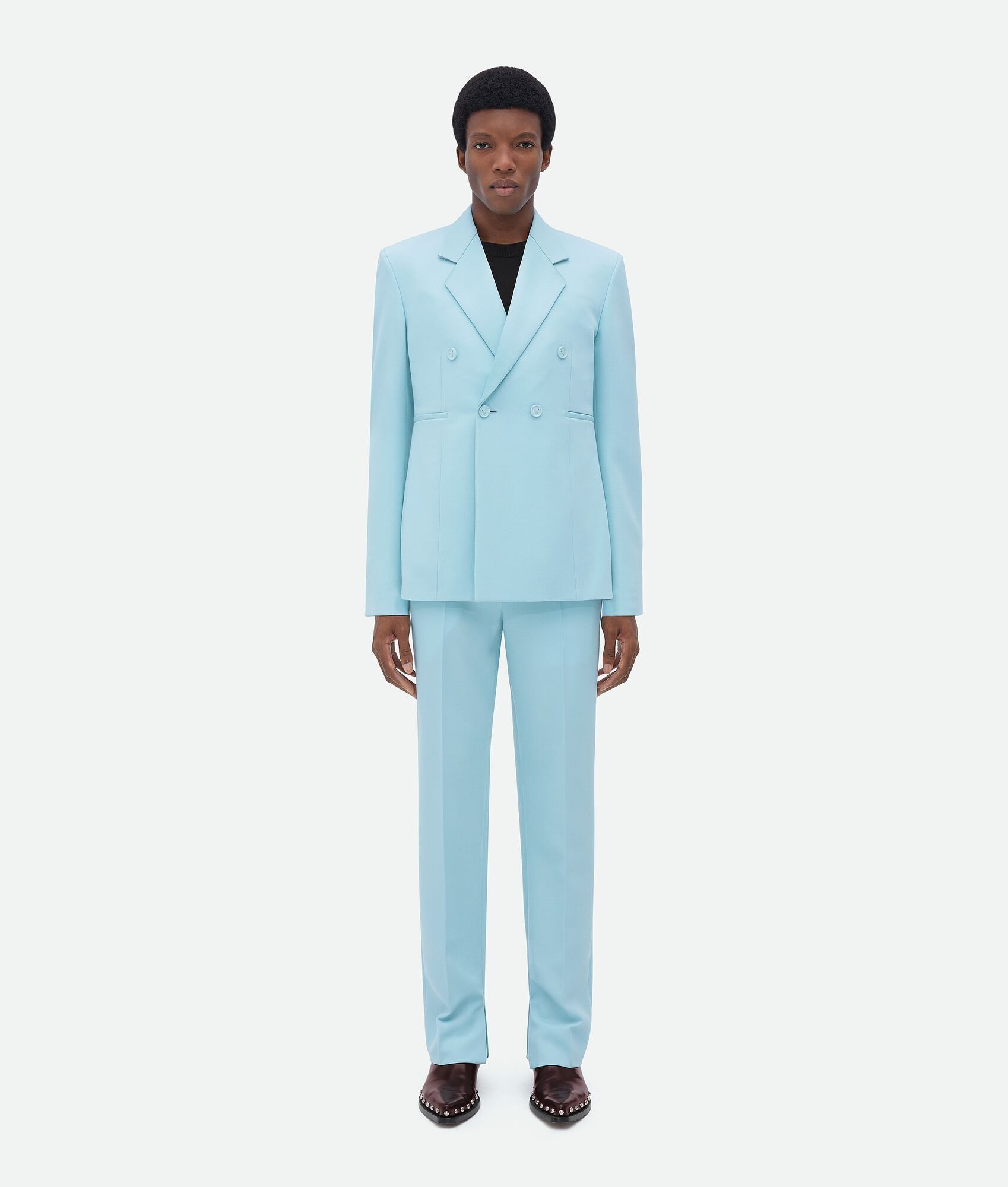 Bottega Veneta o1w1db10625 Grain De Poudre Tuxedo Jacket in Pale Blue Size US M / EU 48-50 / 2 - 1 Thumbnail