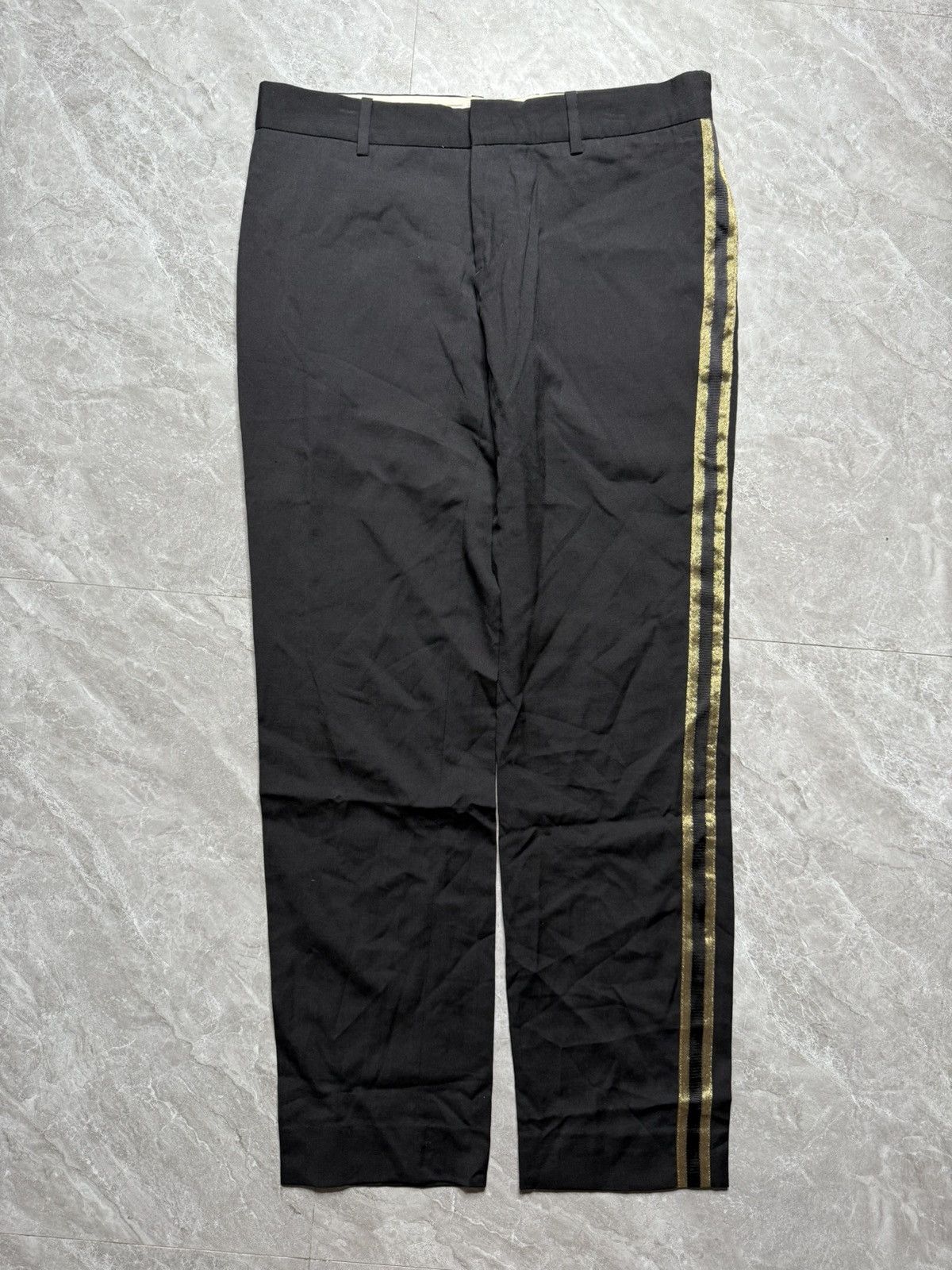 Alexander McQueen Alexander Mcqueen A/W 04 “Texist” Gold Sideband Wool Trouser Size US 31 - 1 Thumbnail