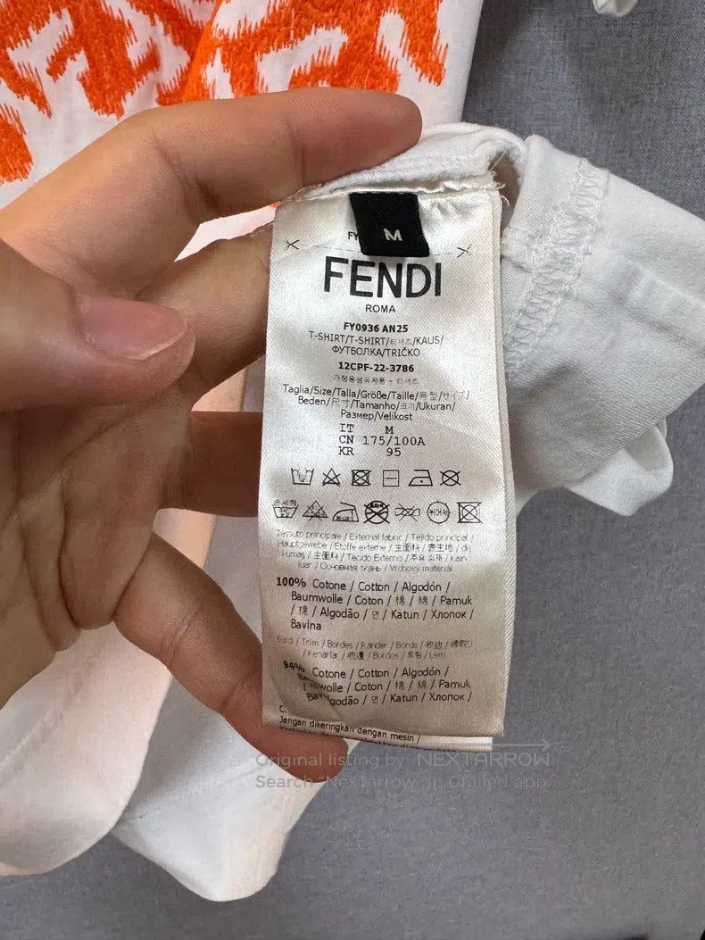 Fendi Fendi White and orange color block ff short-sleeved shirt Size US M / EU 48-50 / 2 - 5 Thumbnail