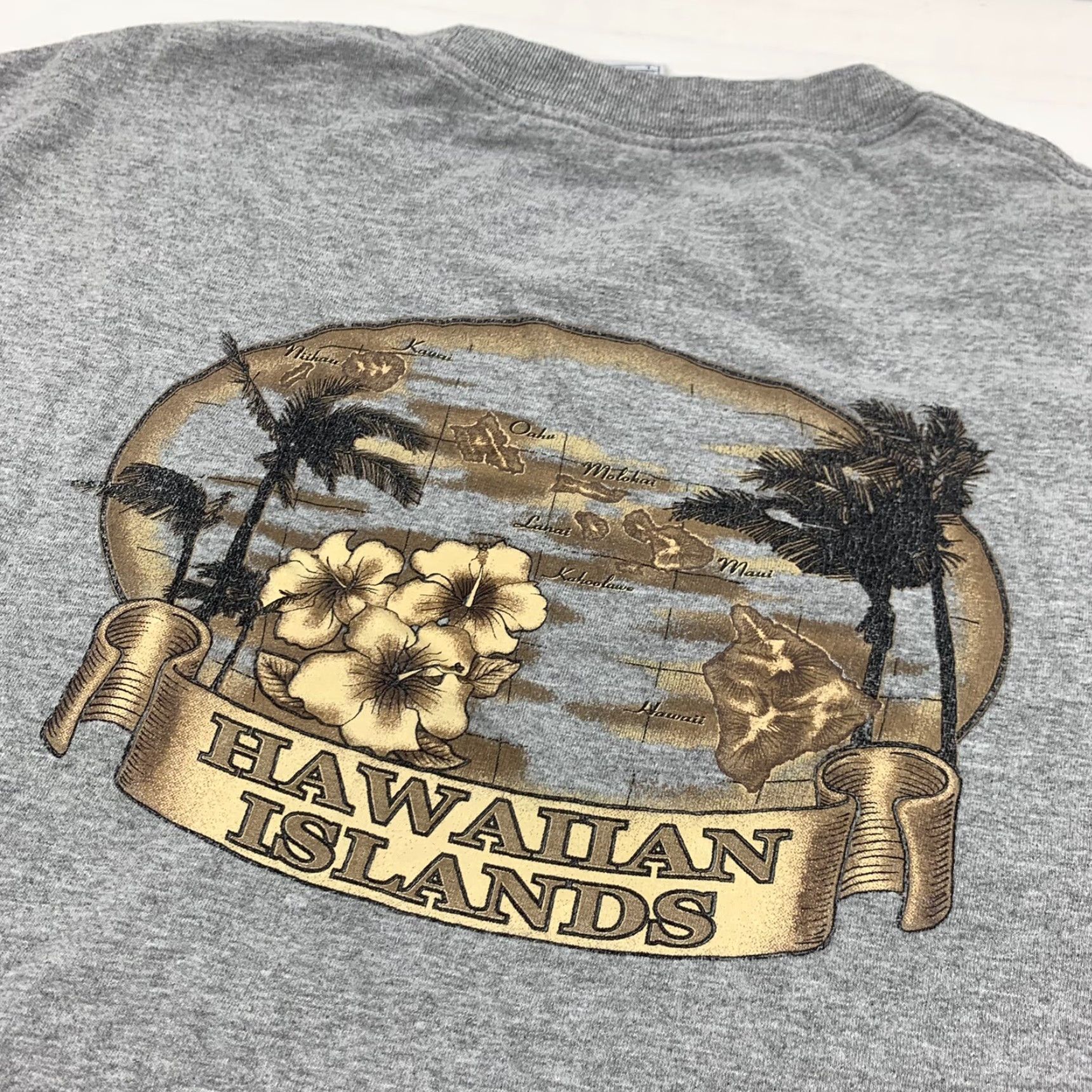 Vintage VINTAGE Hawaiian Islands T Shirt Adult Large Gray Travel Tropical Ocean Nature Size US L / EU 52-54 / 3 - 2 Thumbnail