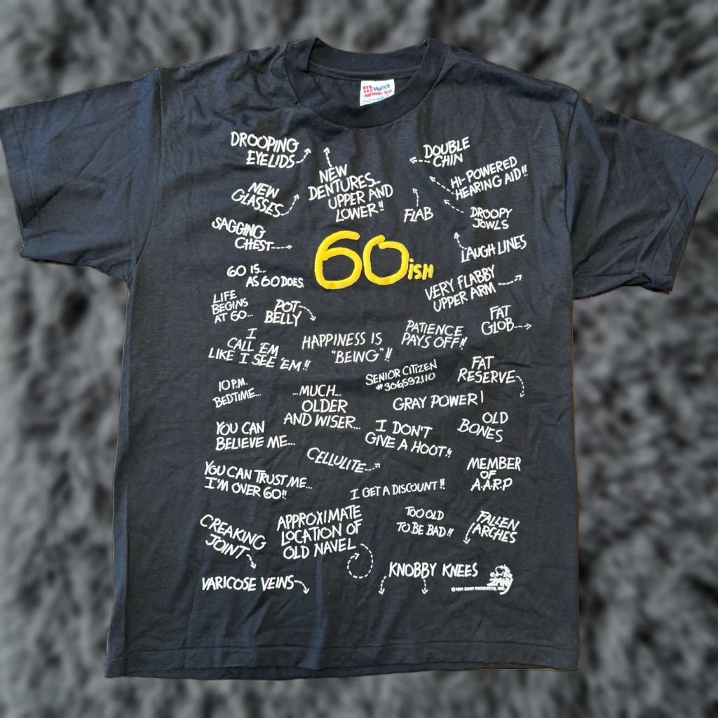 Hanes VINTAGE Hanes T-Shirt Large Black 1991 Birthday Graf ic Print Short Sleeve Men 60ish 60s Geezer Bill Charlotte Crew Neck Regular Fit Size US L / EU 52-54 / 3 - 1 Thumbnail