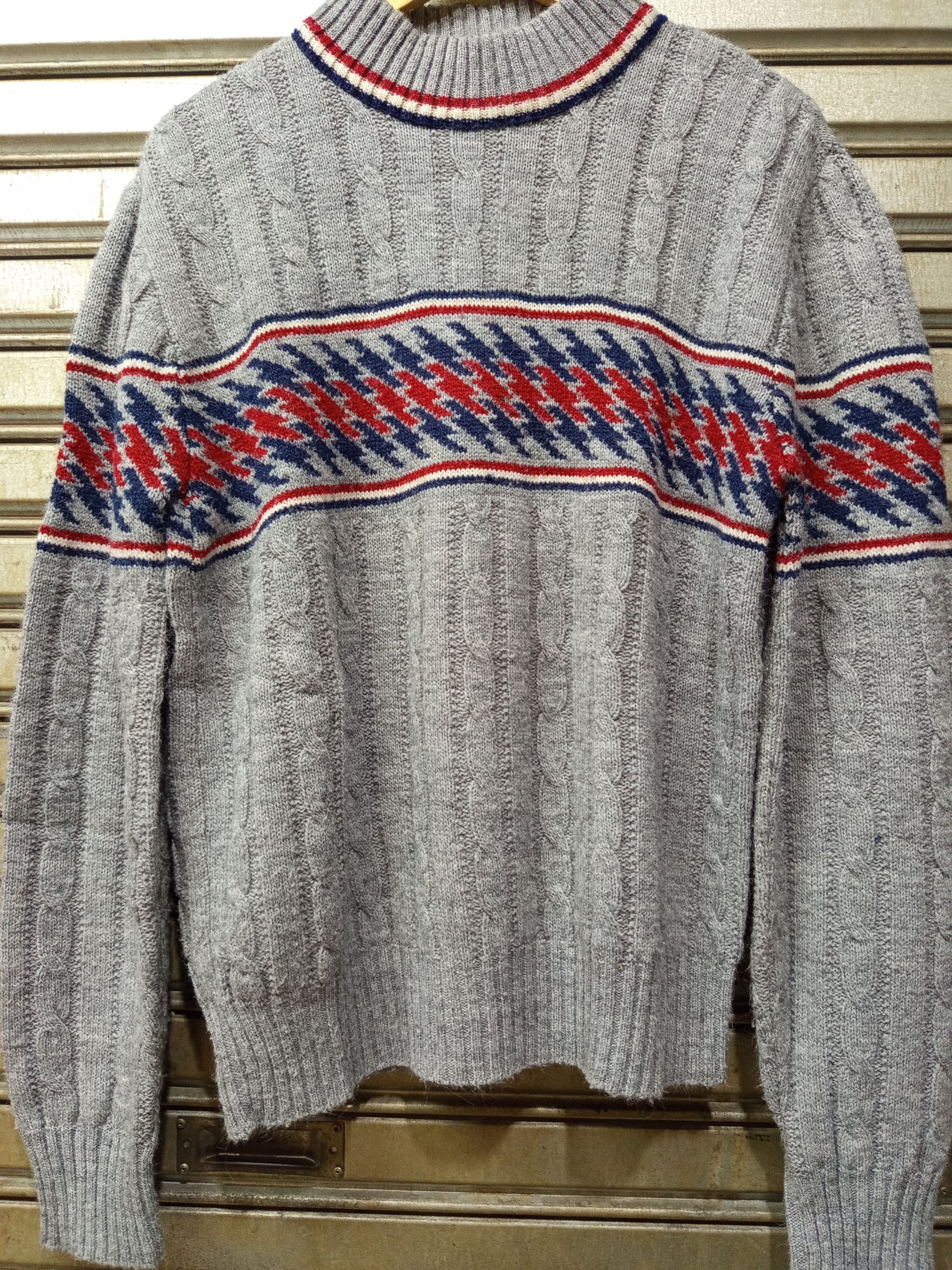 Jantzen 1980s Jantzen Cable Knit Sweater Grey Pattern Mock Neck Size US M / EU 48-50 / 2 - 5 Thumbnail