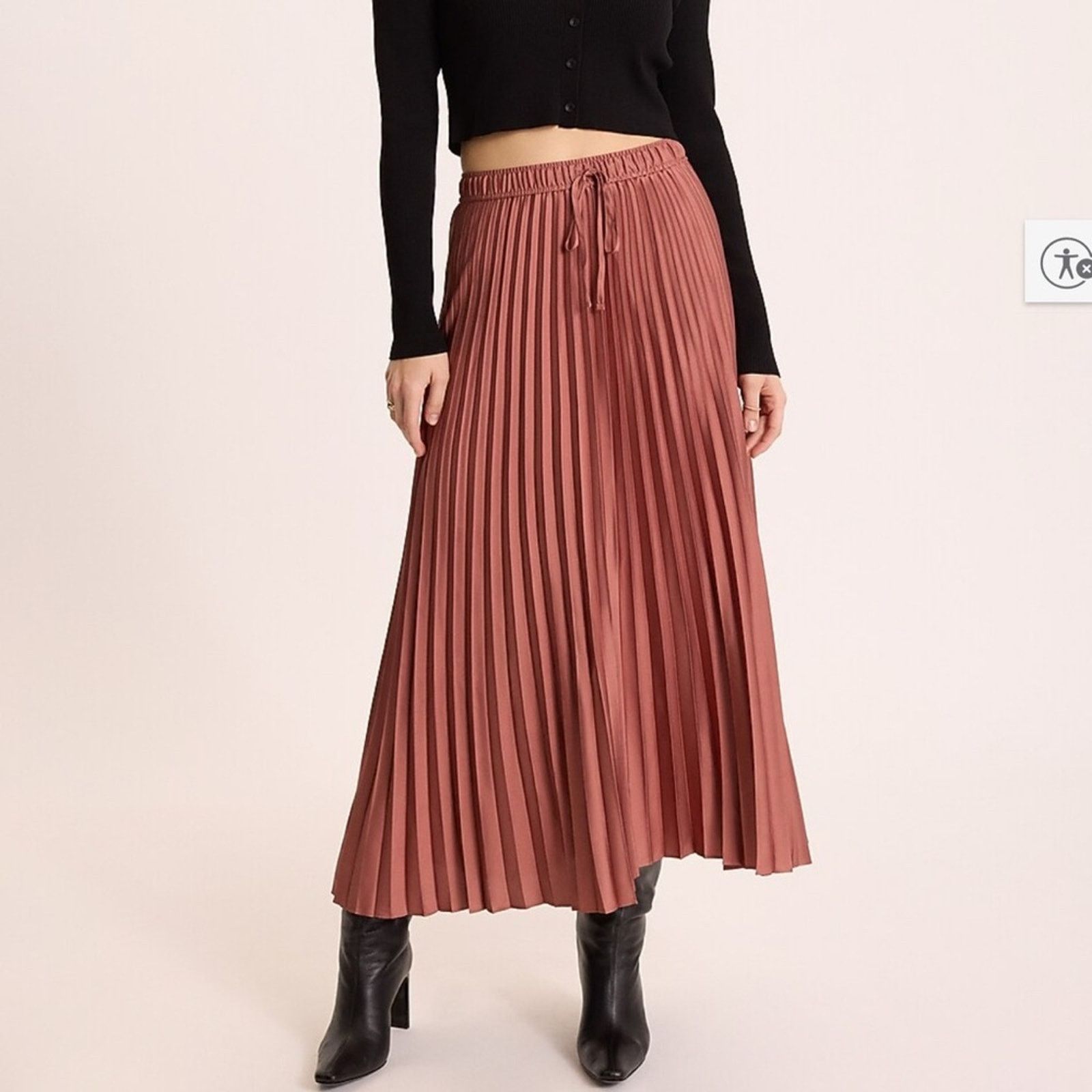 Other Elegant A-Line Brown Pleated Skirt Size 26" / US 2 / IT 38 - 1 Thumbnail