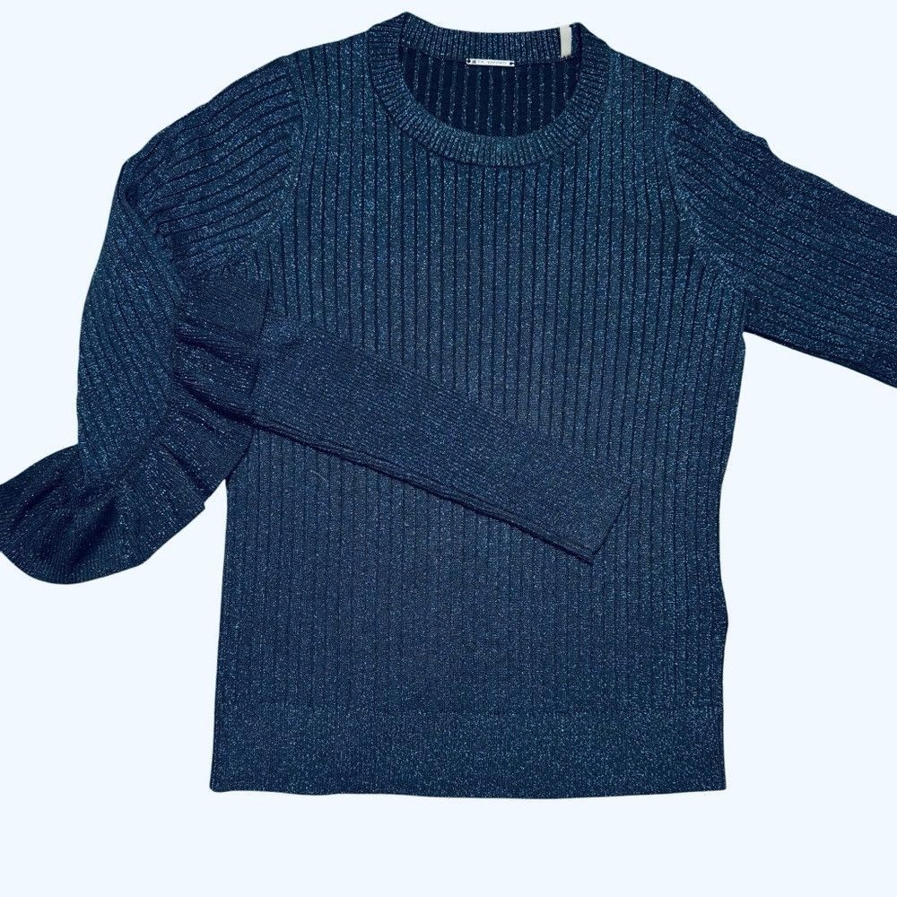 Elie Tahari Elie Tahari Hope Ribbed Knit Navy Sparkle Sweater Size XS Size XS / US 0-2 / IT 36-38 - 6 Thumbnail