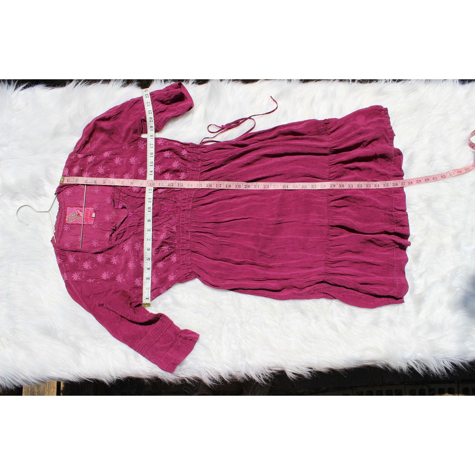Johnny Was Vintage Johnny Was Small Dress with Tie Length Burgundy Wine Size S / US 4 / IT 40 - 5 Thumbnail