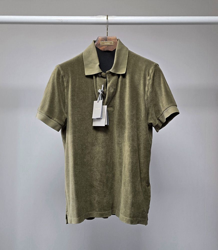 Tom Ford o1sm1stk0824 Terry Cotton Pique Collar Polo Shirt Size US L / EU 52-54 / 3 - 1 Thumbnail