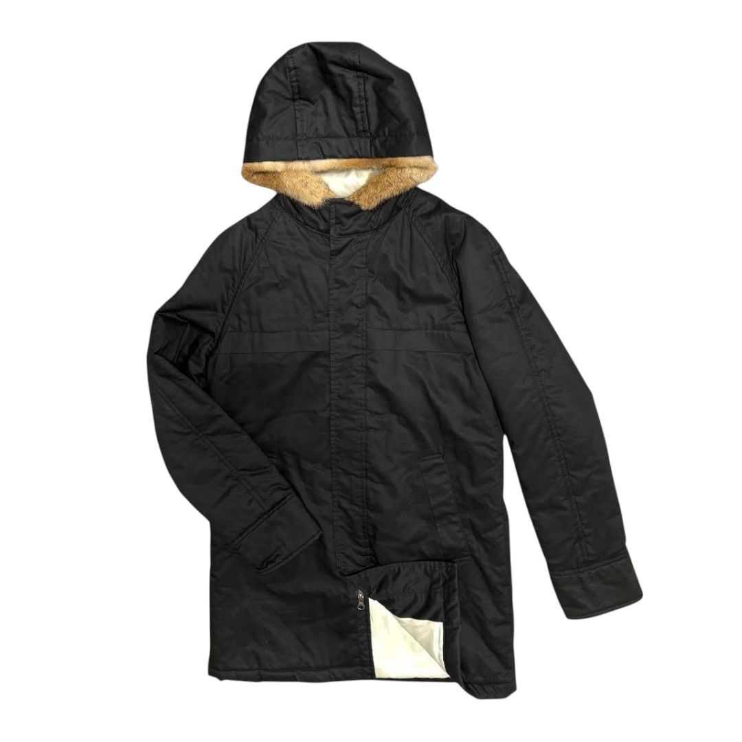 PPFM PPFM Rabbit Fur Hooded Coat Black Cotton Long Jacket Size US L / EU 52-54 / 3 - 1 Thumbnail