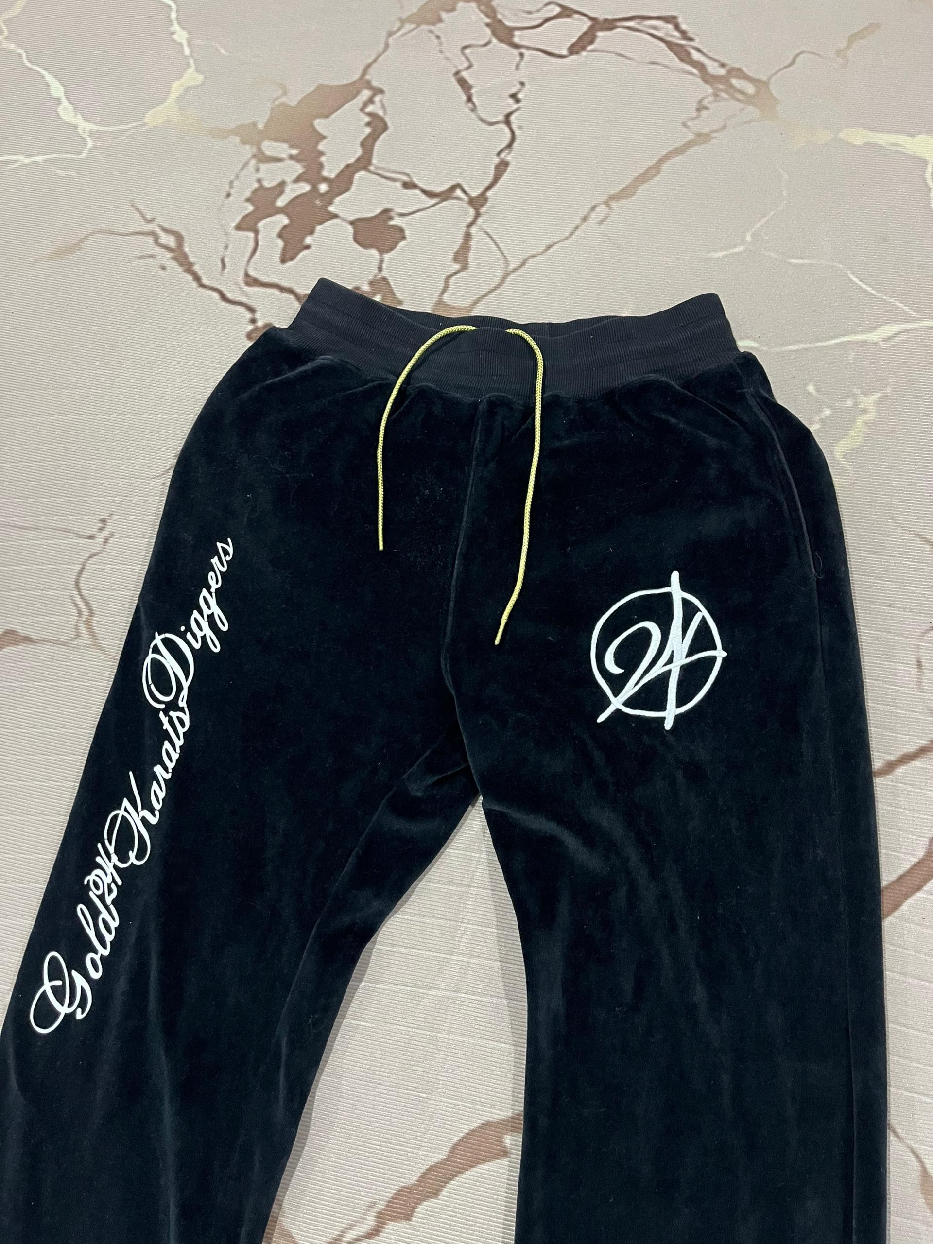 Japanese Brand 24 Karats Velvet Track Pants Script Logo M Size US 30 / EU 46 - 2 Thumbnail