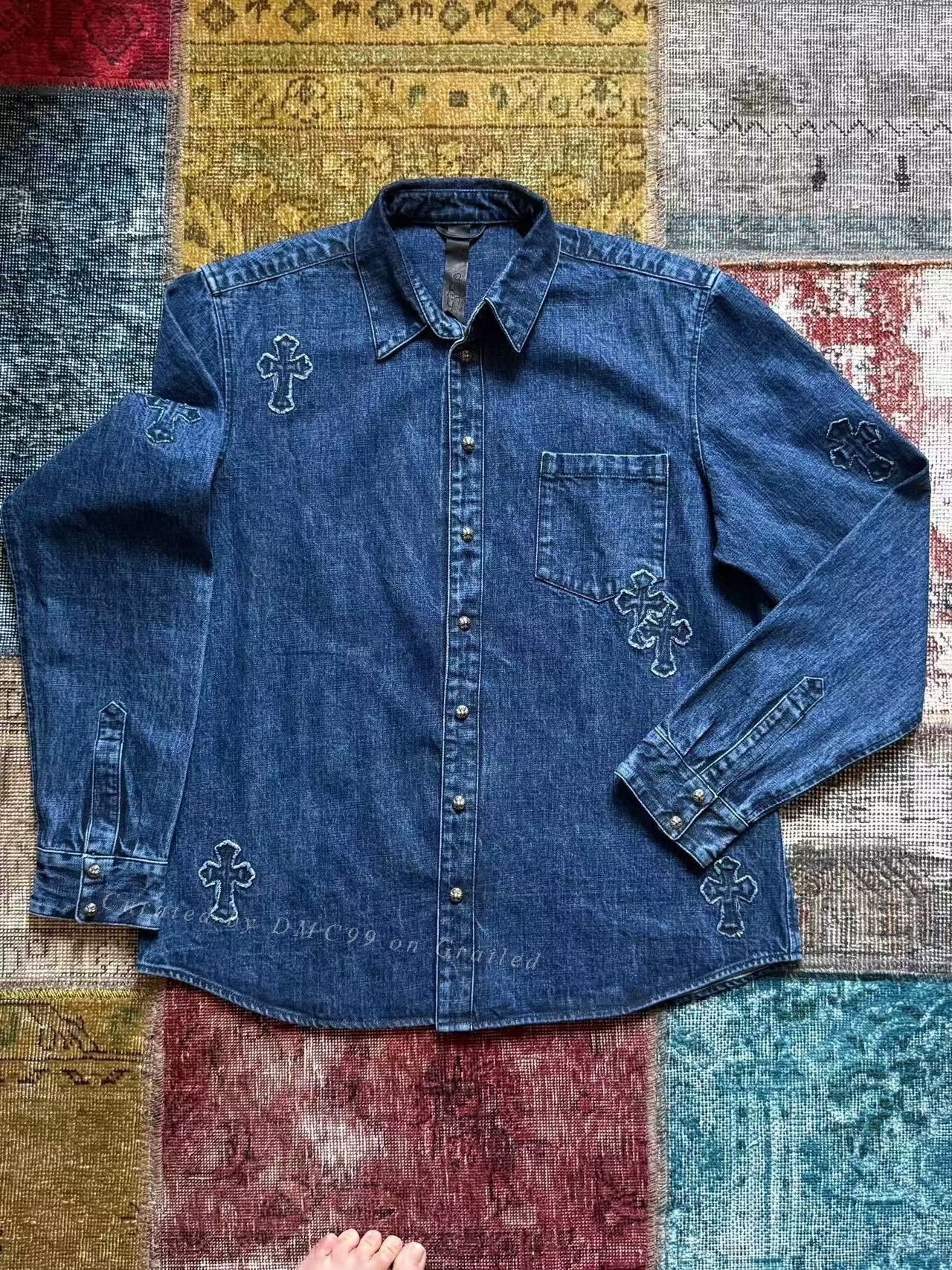 Chrome Hearts Chrome Hearts Cross Patch Denim Shirt Size US XXL / EU 58 / 5 - 1 Thumbnail