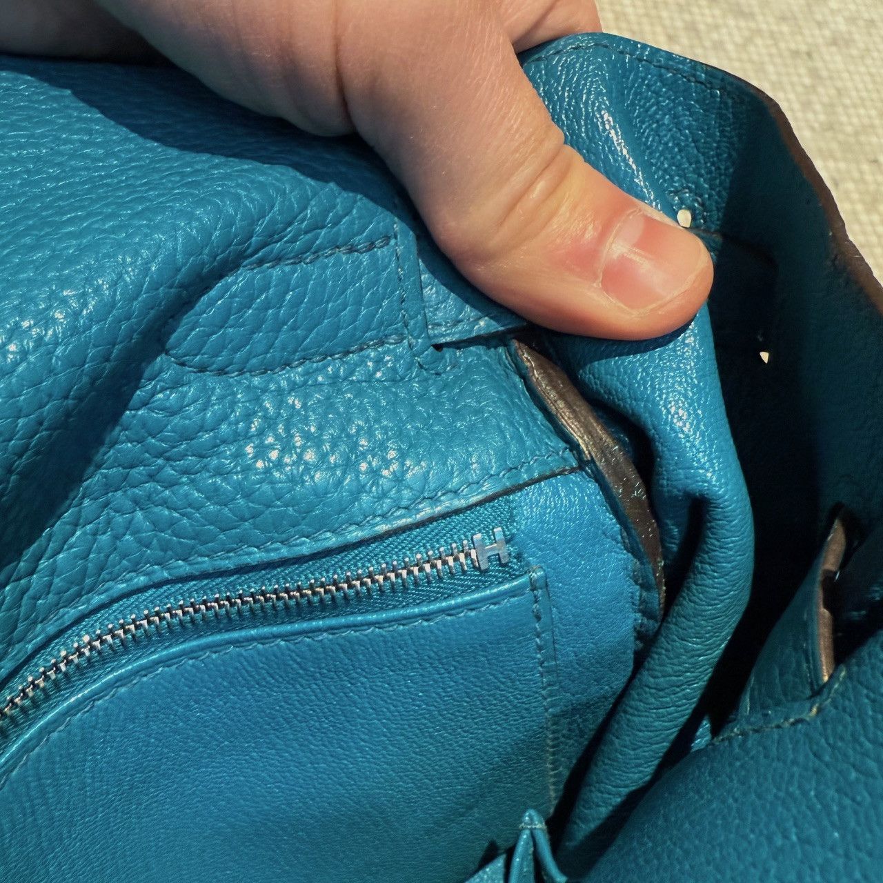 Hermes Hermès 2013 Bleu Izmir Clemence Leather Kelly 35 Bag Size ONE SIZE - 14 Thumbnail