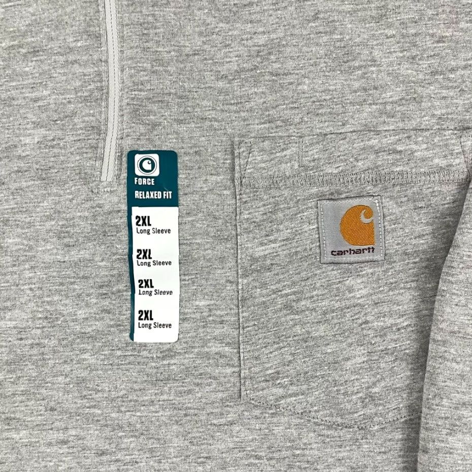 Carhartt Carhartt Force Men 2XL Gray Relaxed Midweight Quarter Zip Mock Neck T-Shirt Long Size US XXL / EU 58 / 5 - 3 Thumbnail