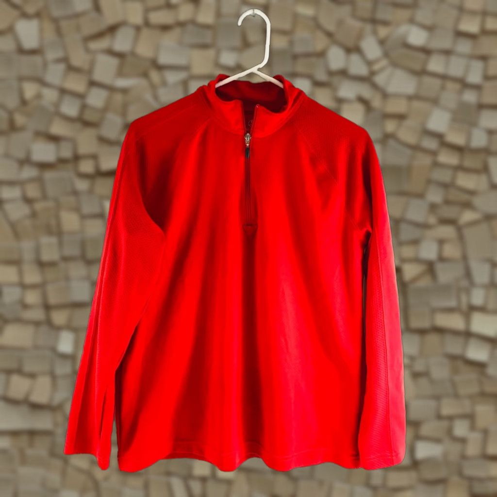 Lands' End Lands' End Shirt Women's Large Red 1/4 Zip Pullover Activewear Long Sleeve Casual Modern Womens Size L / US 10 / IT 46 - 1 Thumbnail
