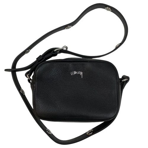 Stussy SS Link Leather Side Pouch Black Men's - FW24 - US