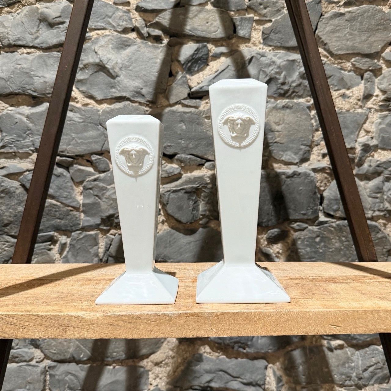 Versace Versace Meets Rosenthal 2 Gorgona Porcelain Candle Holders Size ONE SIZE - 4 Thumbnail