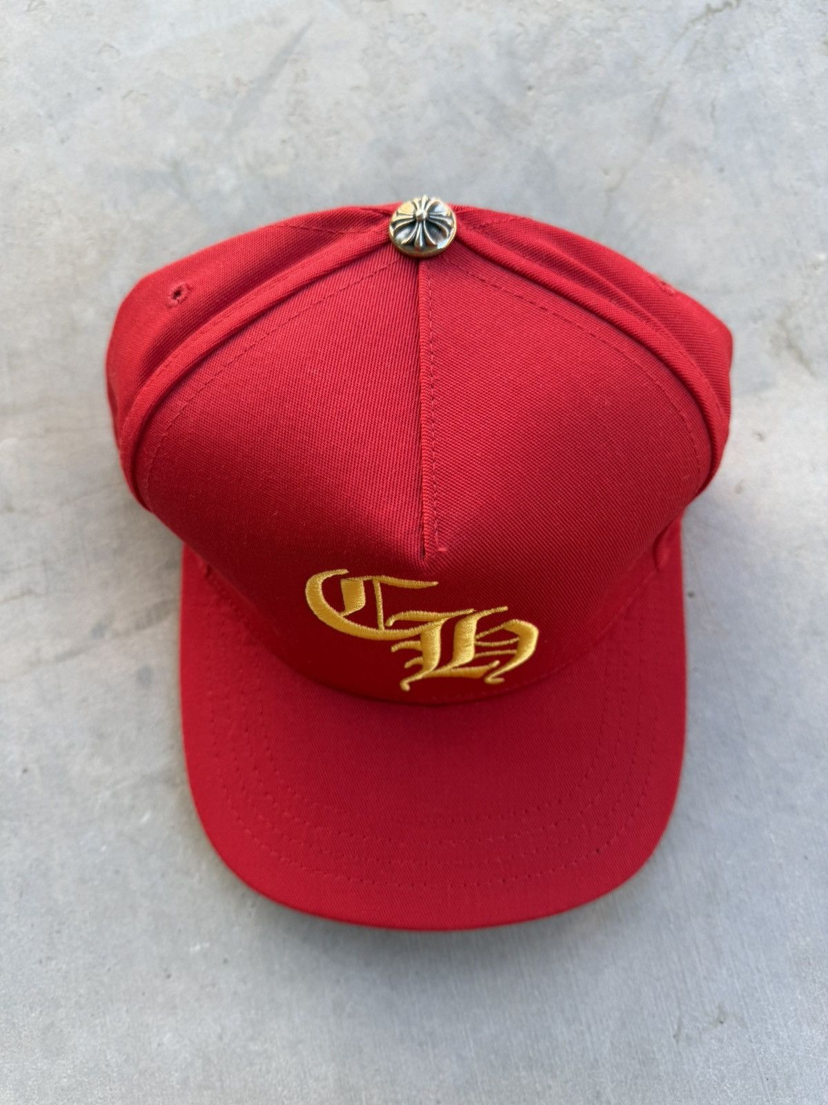 Chrome Hearts Chrome Hearts Red Snapback Hat – Gold Gothic CH Logo Size ONE SIZE - 3 Thumbnail