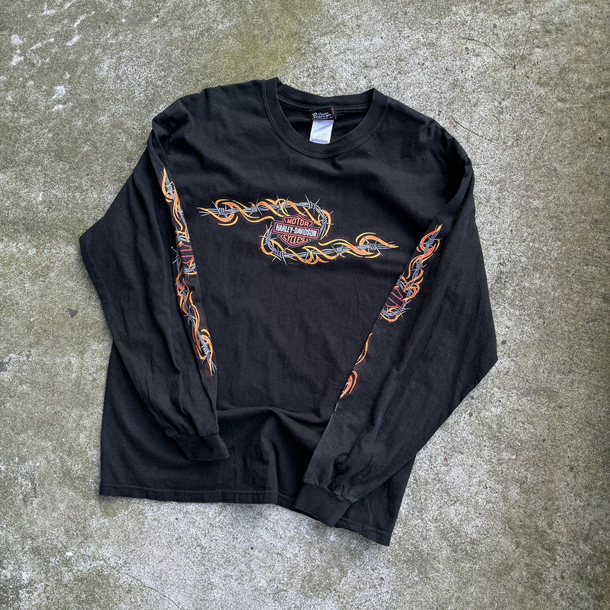 Harley Davidson Harley Faded Wire Flame Longsleeve Shirt ERD Grunge WCC Size US L / EU 52-54 / 3 - 7 Thumbnail