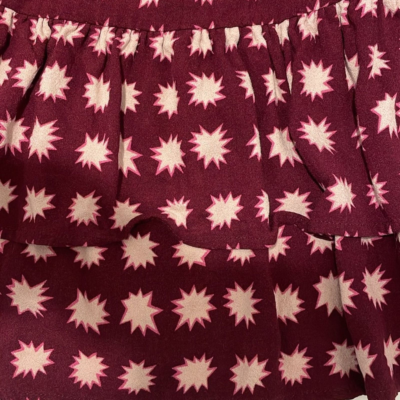 Boden Boden Brand Relaxed Tiered Hem Dress Burgundy Starburst 2P Size XS / US 0-2 / IT 36-38 - 7 Thumbnail