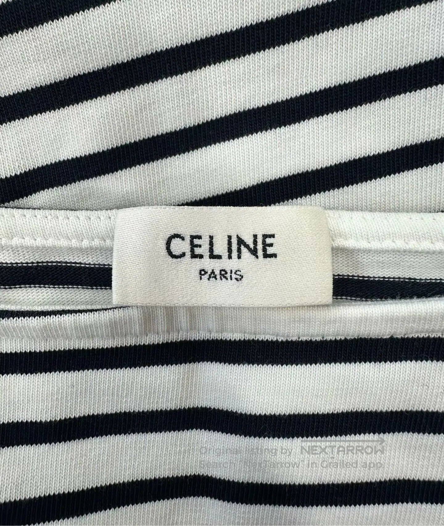 Celine CELINE Black and White Striped Small Logo Long-sleeve Swea Size US L / EU 52-54 / 3 - 3 Thumbnail