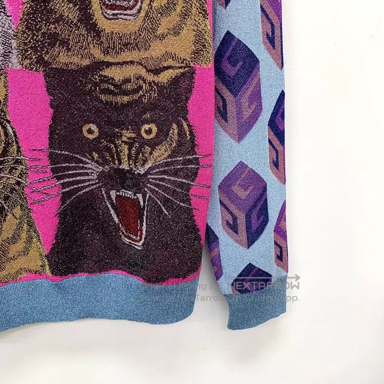 Gucci Gucci Multi-colour geometric pattern tiger head print roun Size S / US 4 / IT 40 - 4 Thumbnail