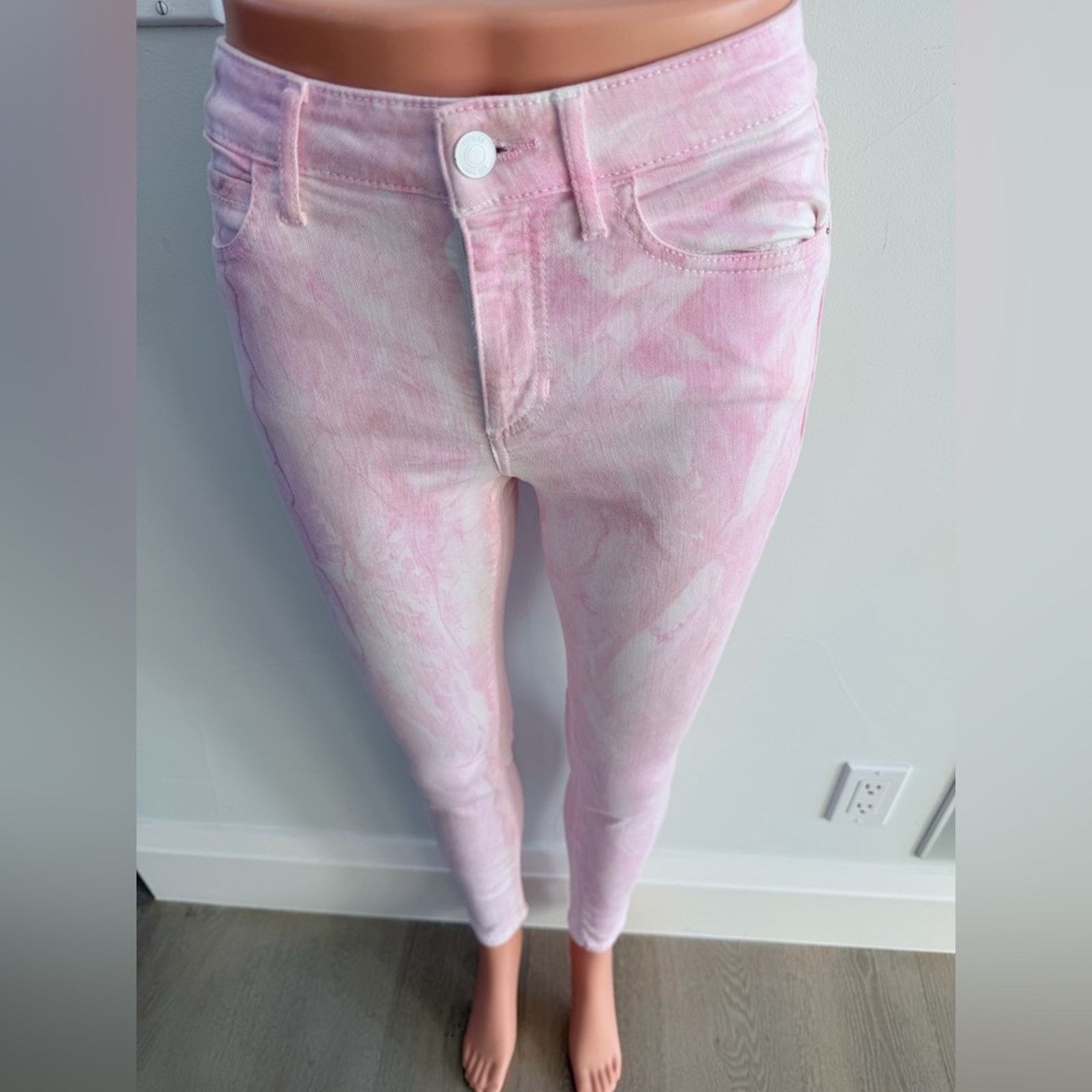 Guess Guess 1981 Y2K Pink Tie-Dye Marble High Rise Jeans size 23 Size 23" - 3 Thumbnail