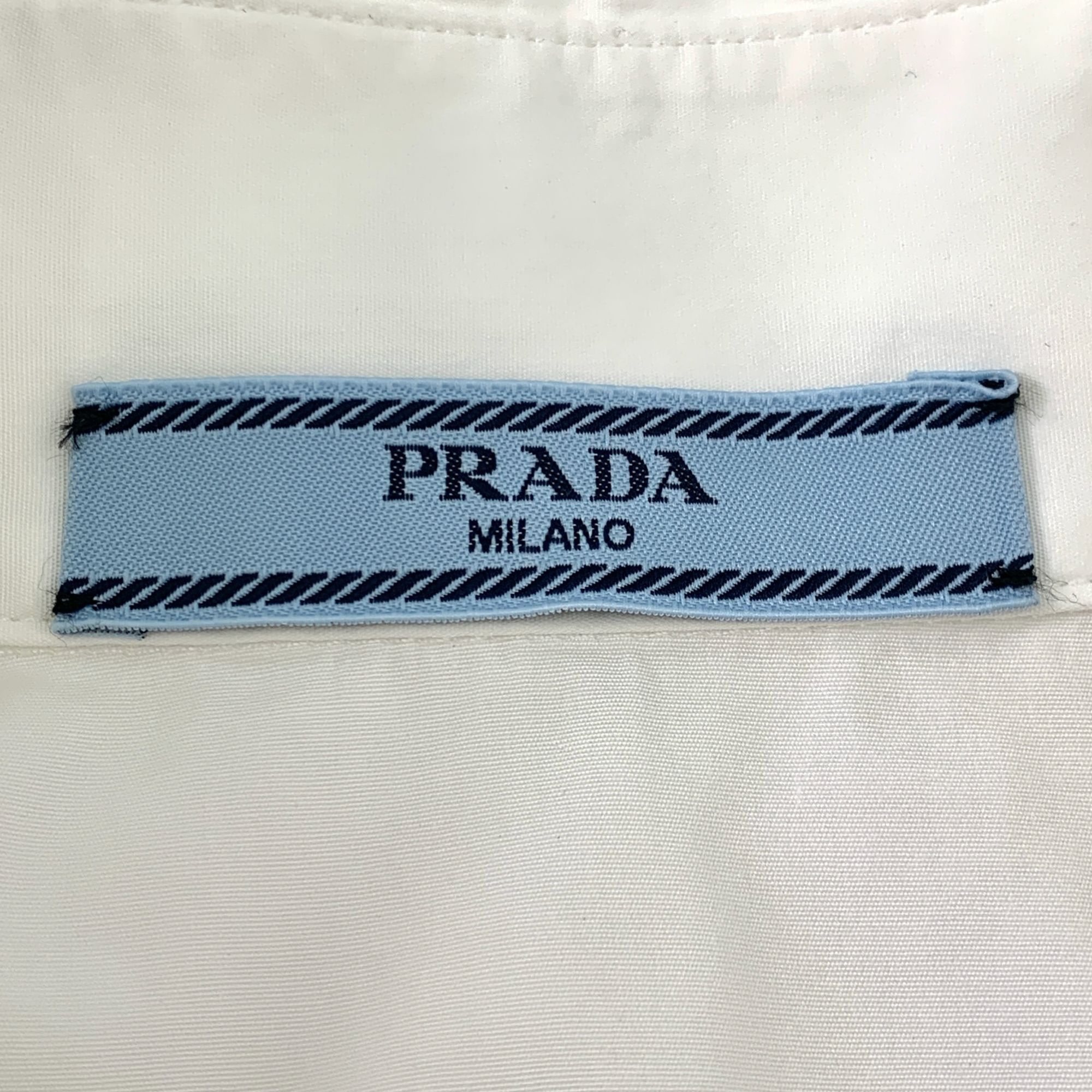 Prada Prada Two-Tone Button-Up Shirt White & Black Long Sleeve Cot Size US S / EU 44-46 / 1 - 8 Thumbnail