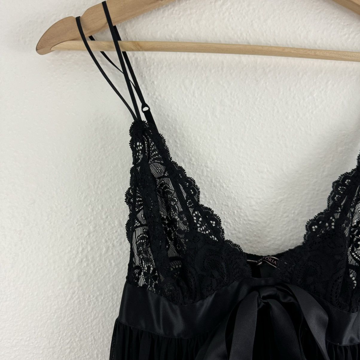 Victoria's Secret VICTORIAS SECRET Black Satin Bow Pleated Lace Babydoll Slip Size M / US 6-8 / IT 42-44 - 5 Thumbnail